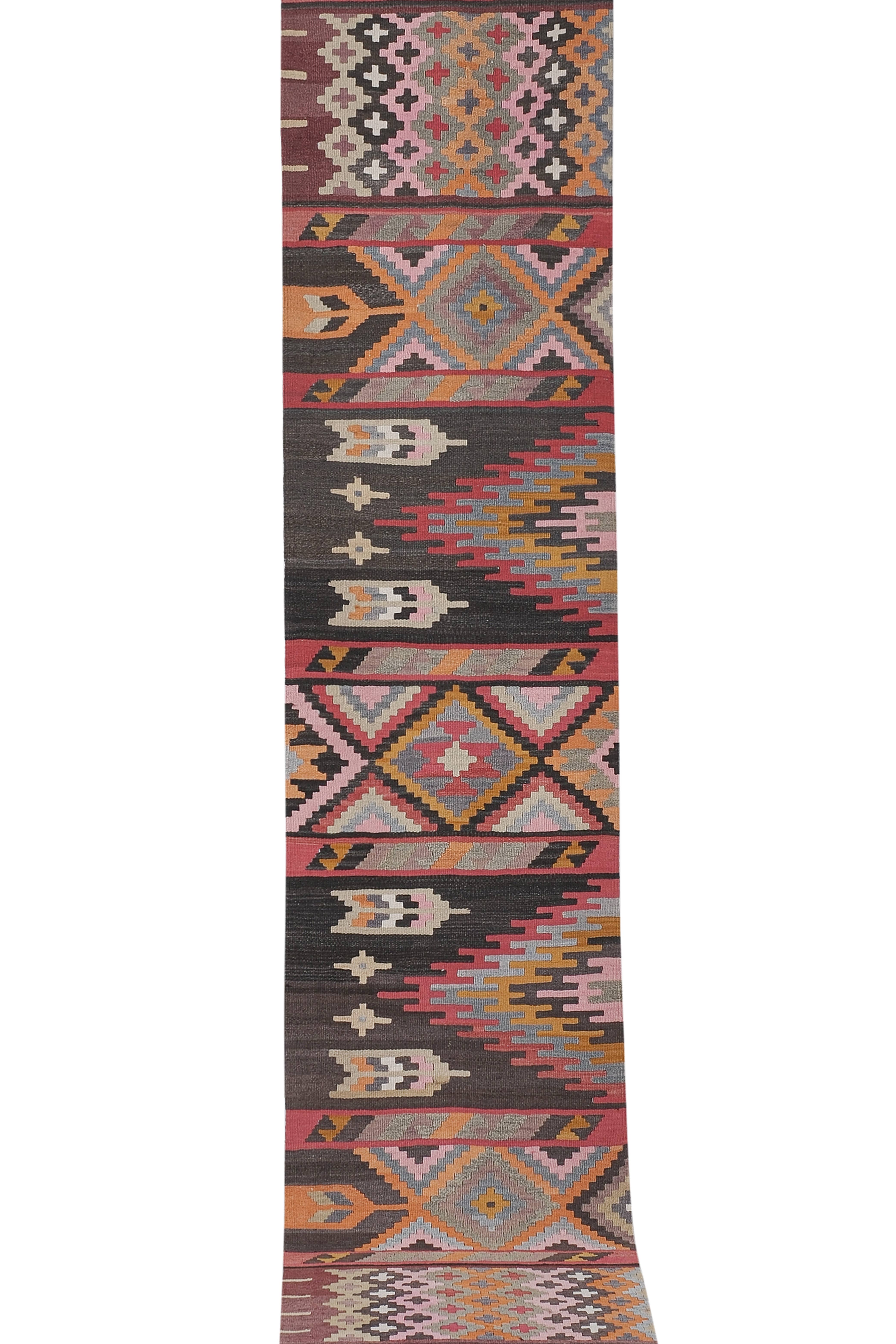 Vintage Turkish Kilim Runner 2'5'' x 12'7''