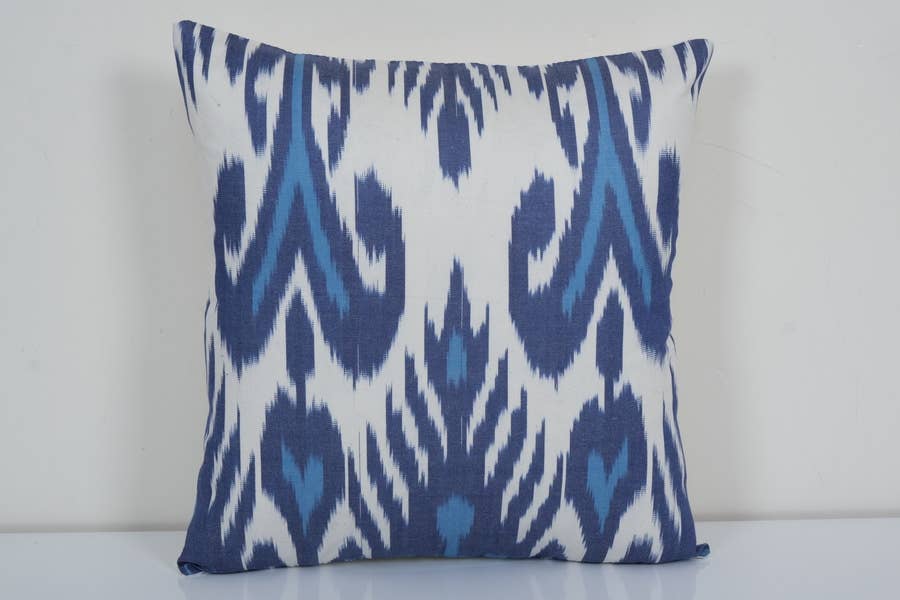 Silk Ikat Velvet Pillow Cover | 14'' x 14''