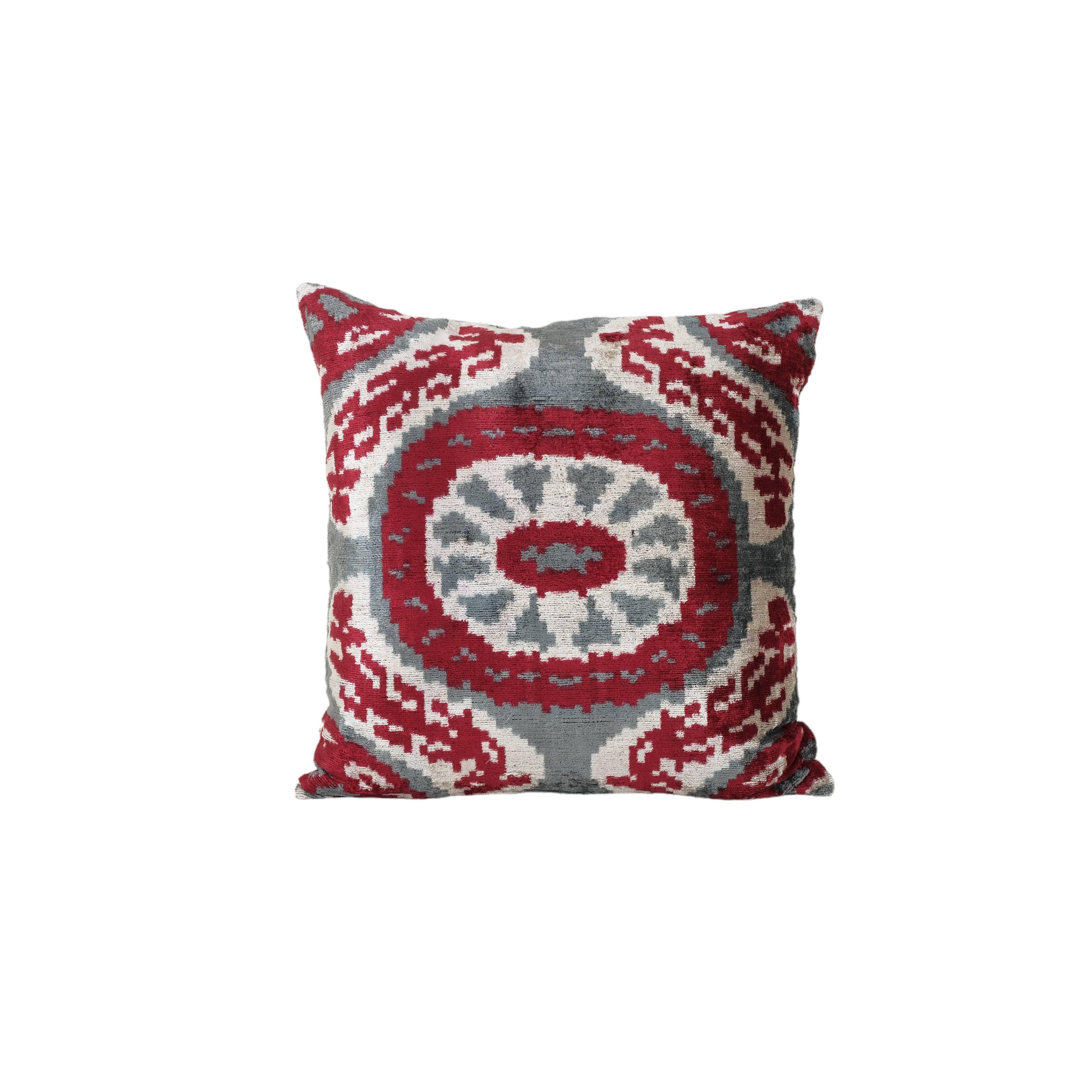 Silk Ikat Velvet Pillow Cover | 24'' x 24''