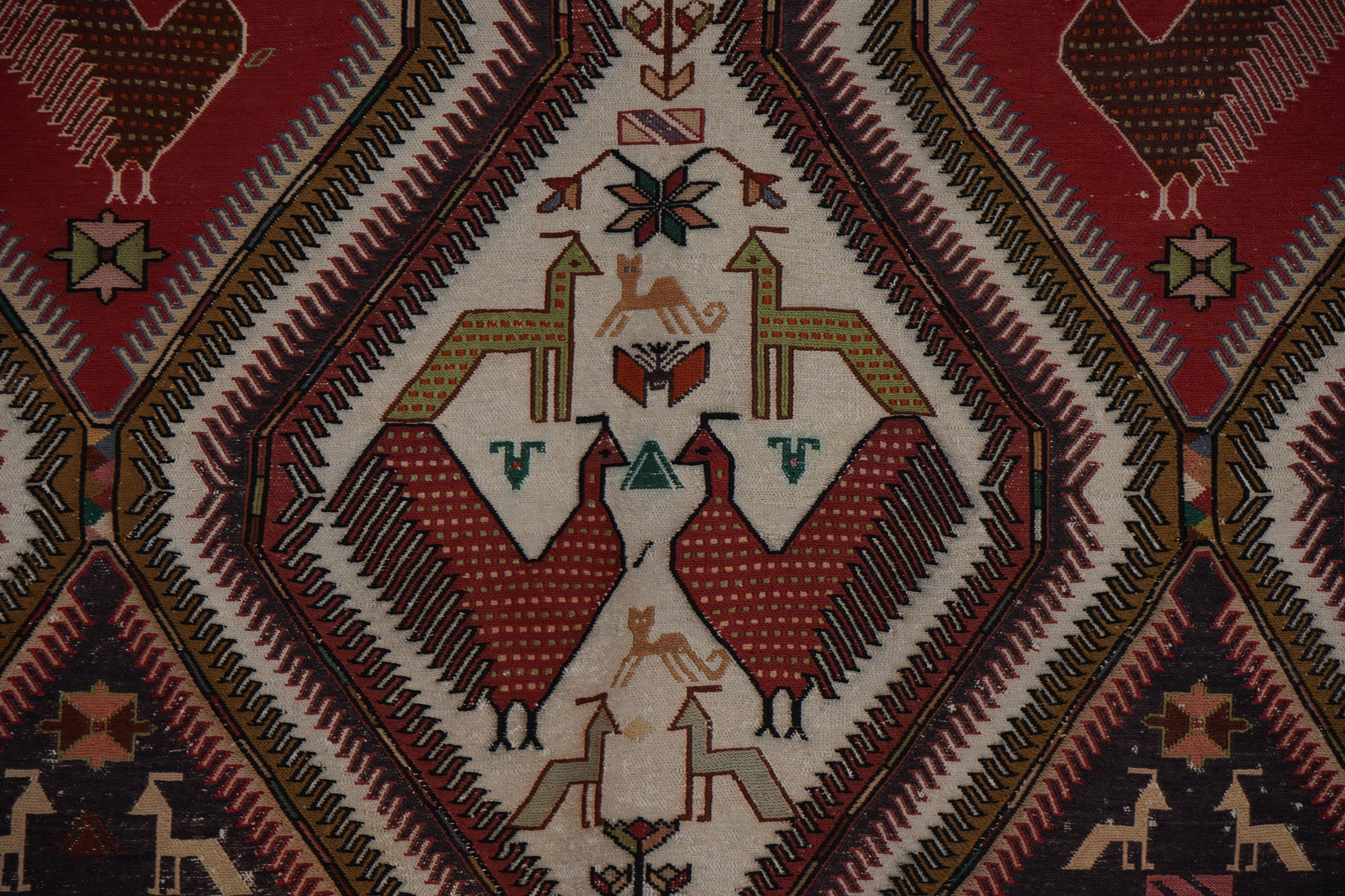 Vintage Turkish Soumac Kilim Rug 6'2'' x 9'5''