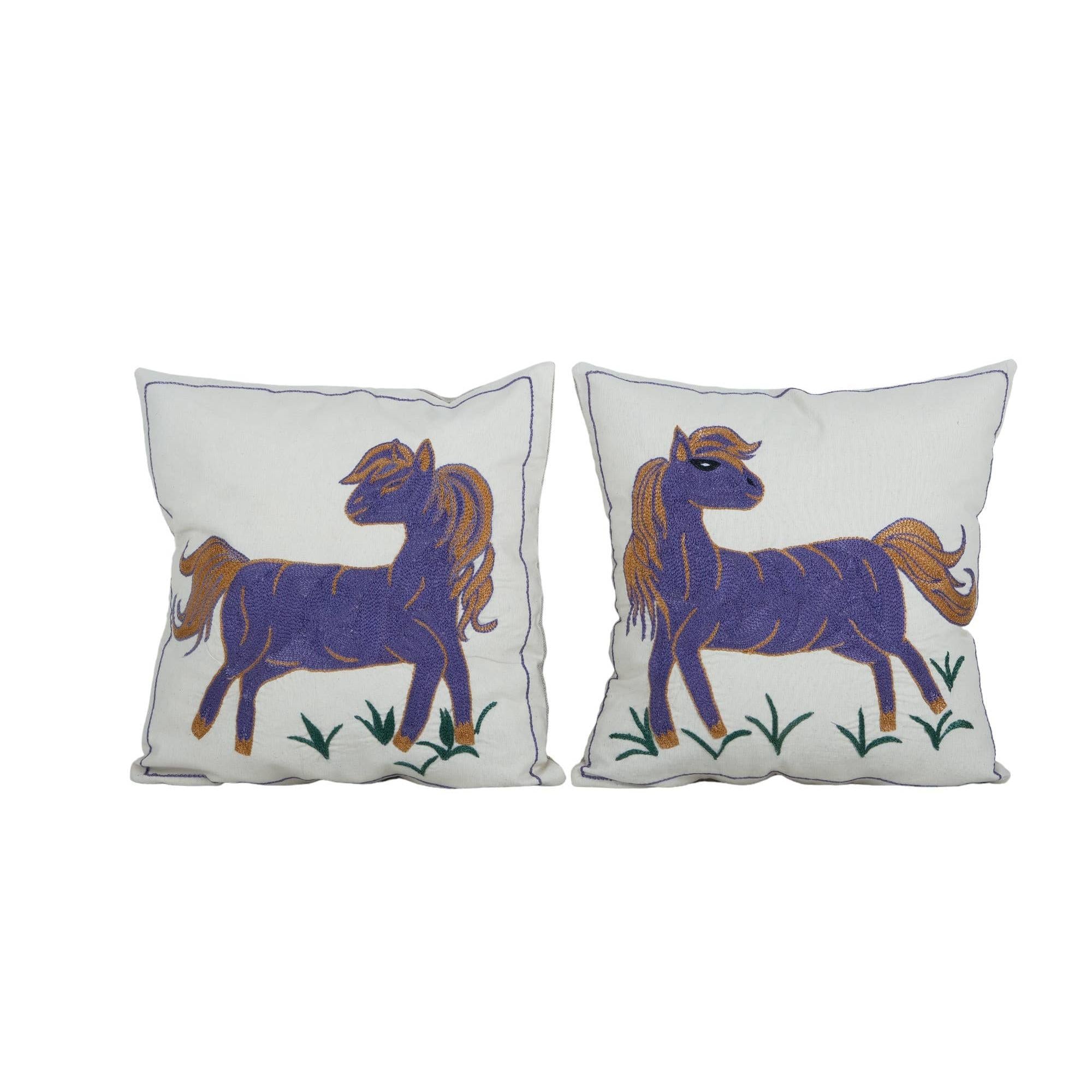 Horse Suzani Pillow Cover Set of 2 | 18'' x 18''