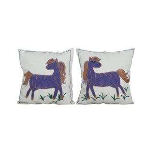Horse Suzani Pillow Cover Set of 2 | 18'' x 18''
