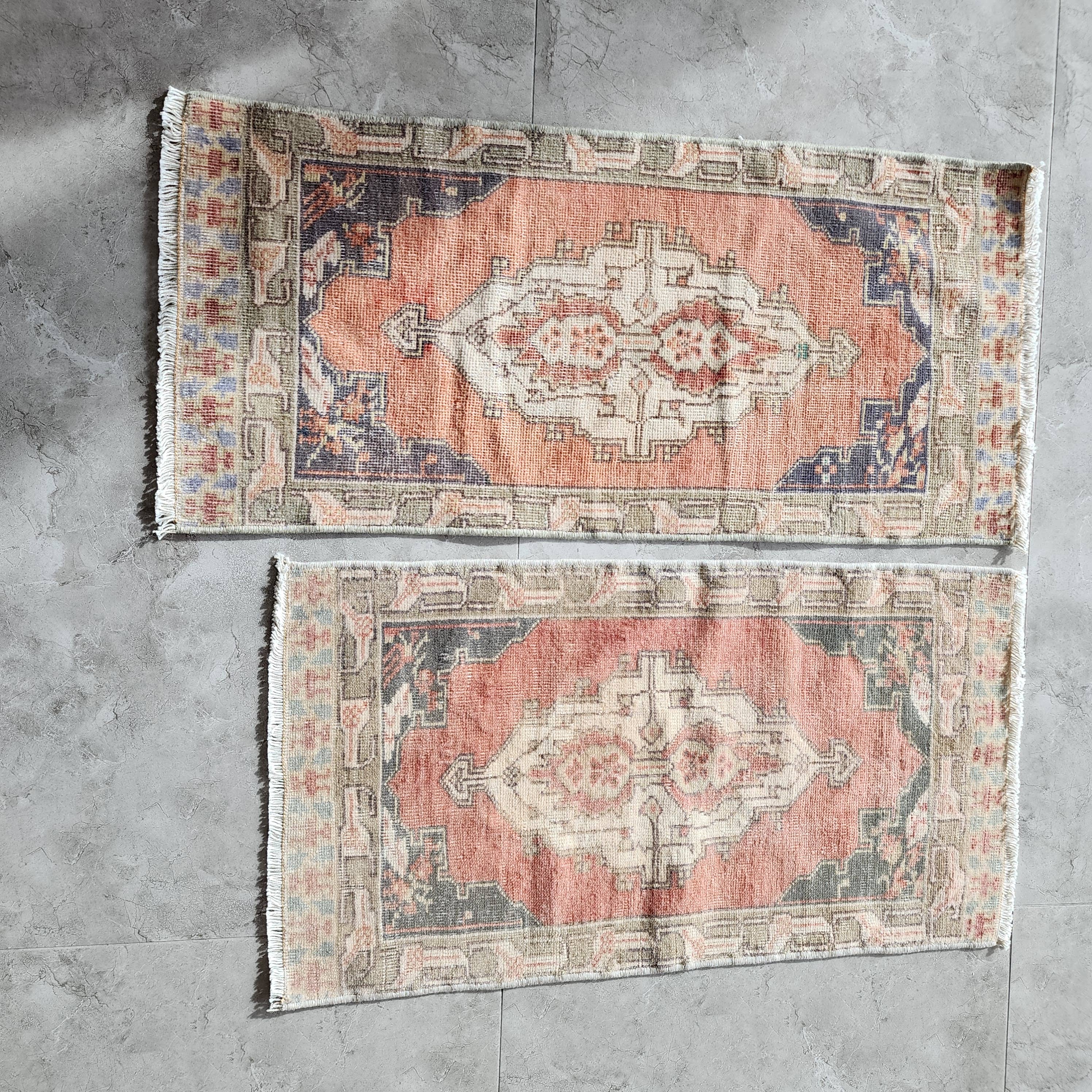 Vintage Turkish Yastik Rugs Set of 2 | 17'' x 36''