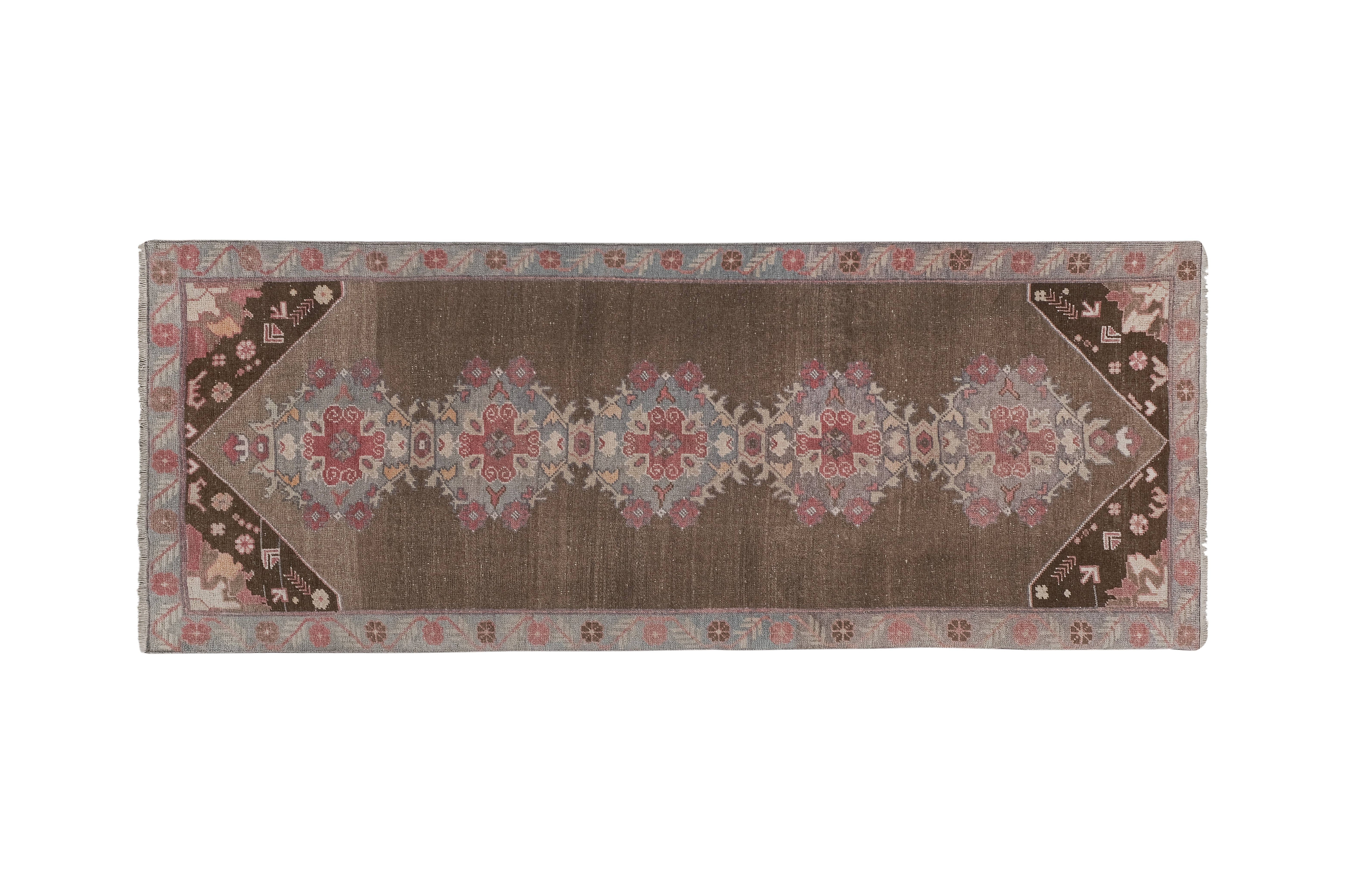 Vintage Turkish Karapinar Runner Rug 3'8'' x 8'11''