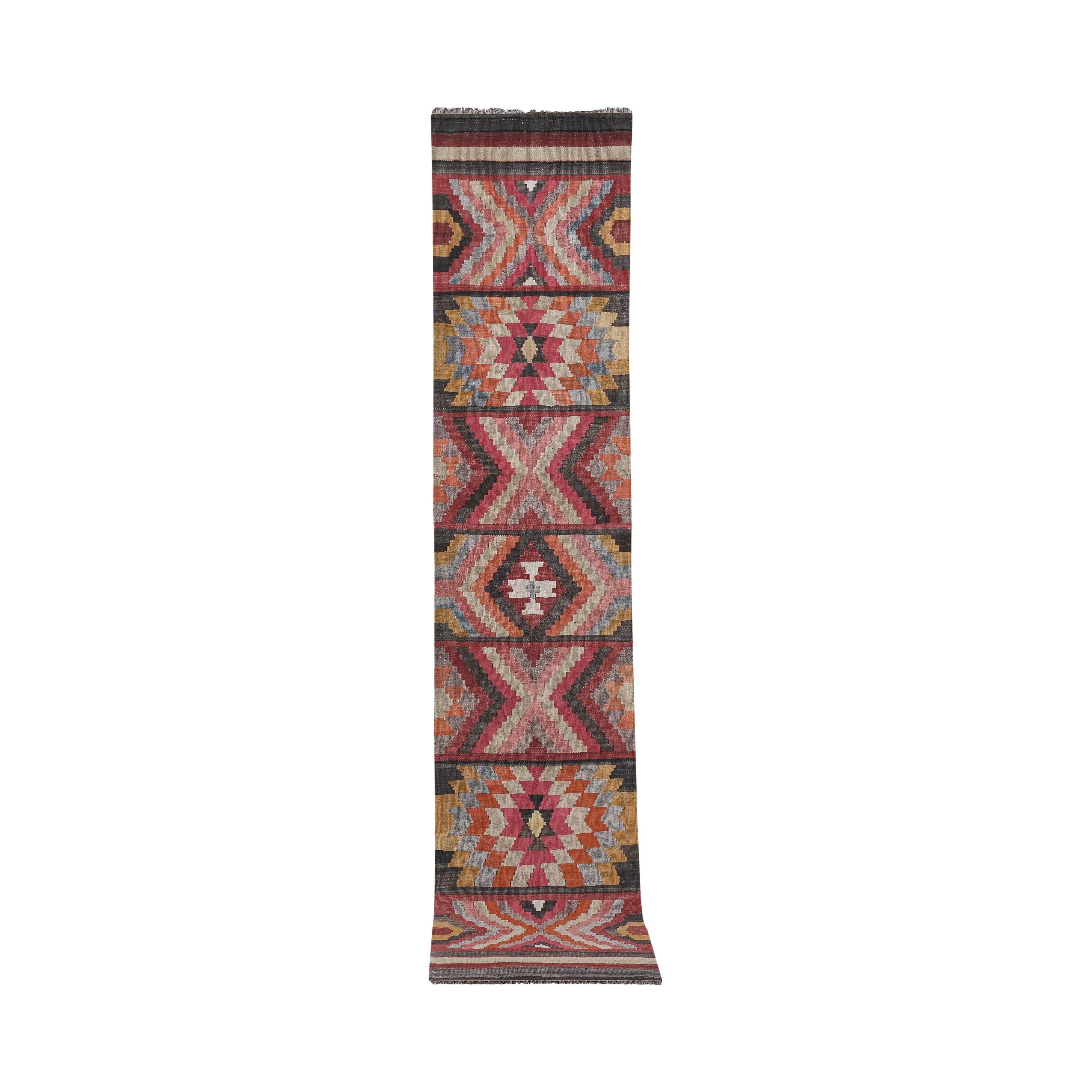 Vintage Turkish Kilim Runner 2'6'' x 11'9''