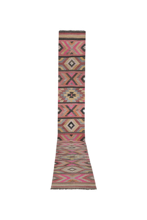 Vintage Turkish Kilim Runner 2'6'' x 20'6''