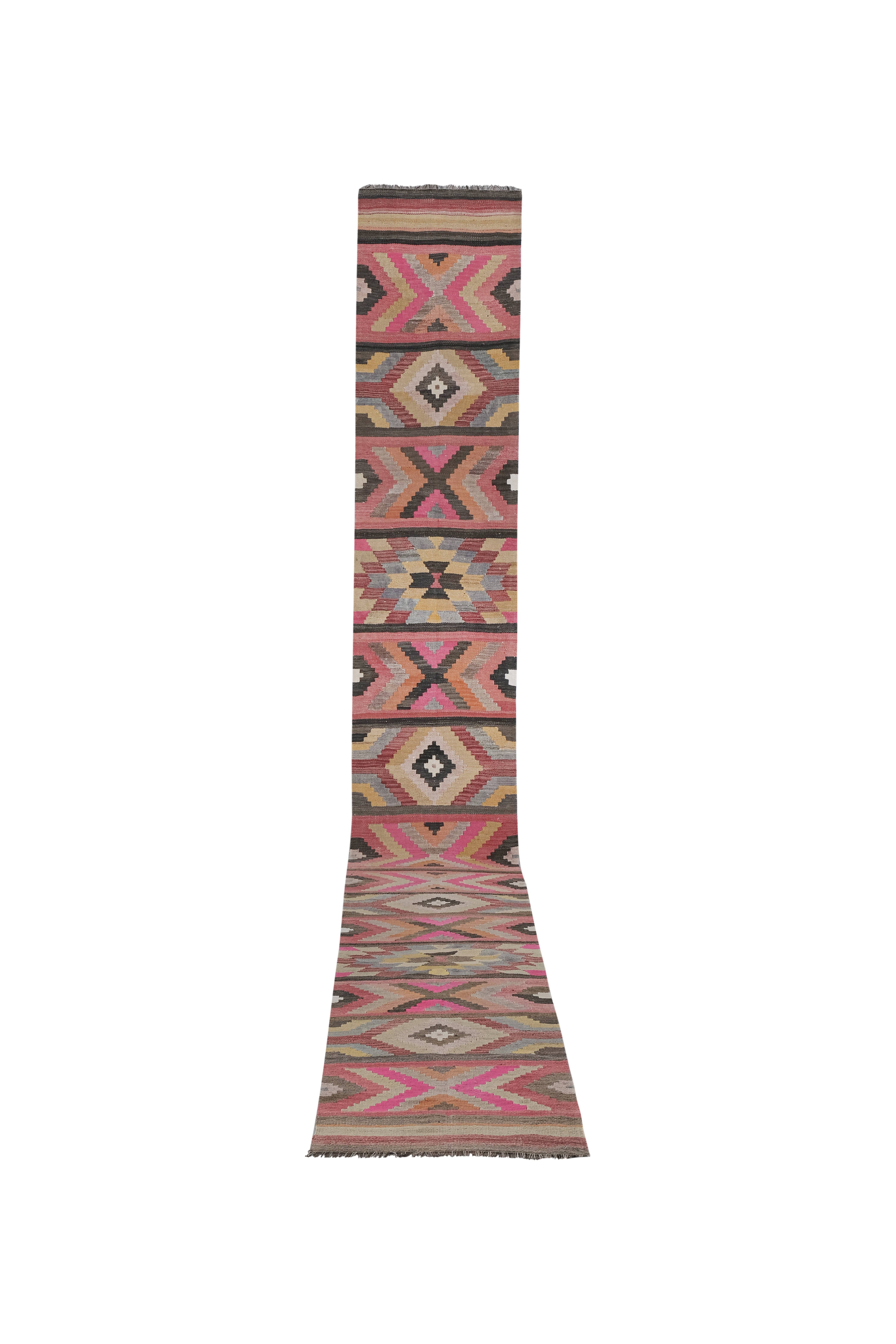 Vintage Turkish Kilim Runner 2'6'' x 20'6''