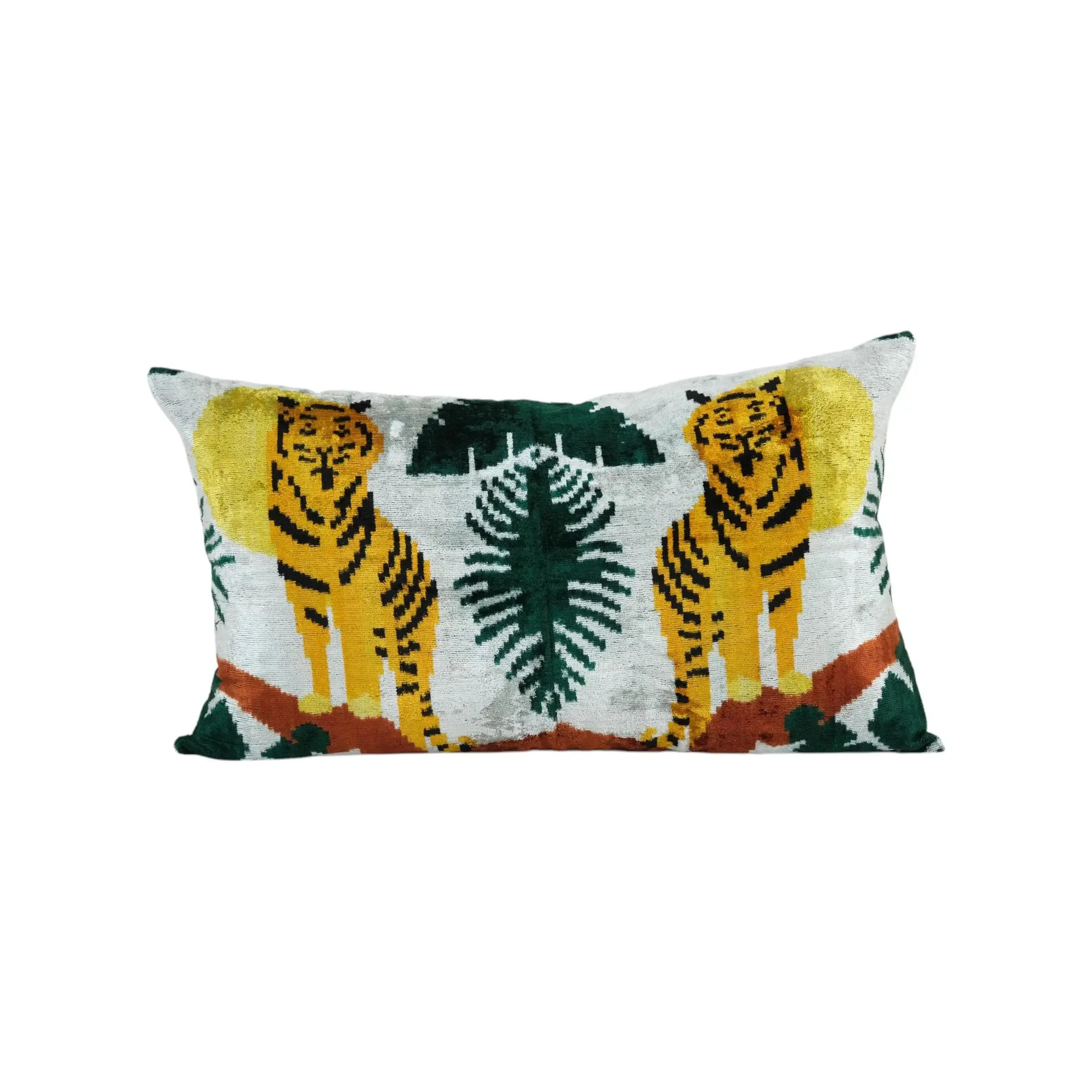 Tiger Silk Ikat Velvet Pillow Cover | 18'' x 30''