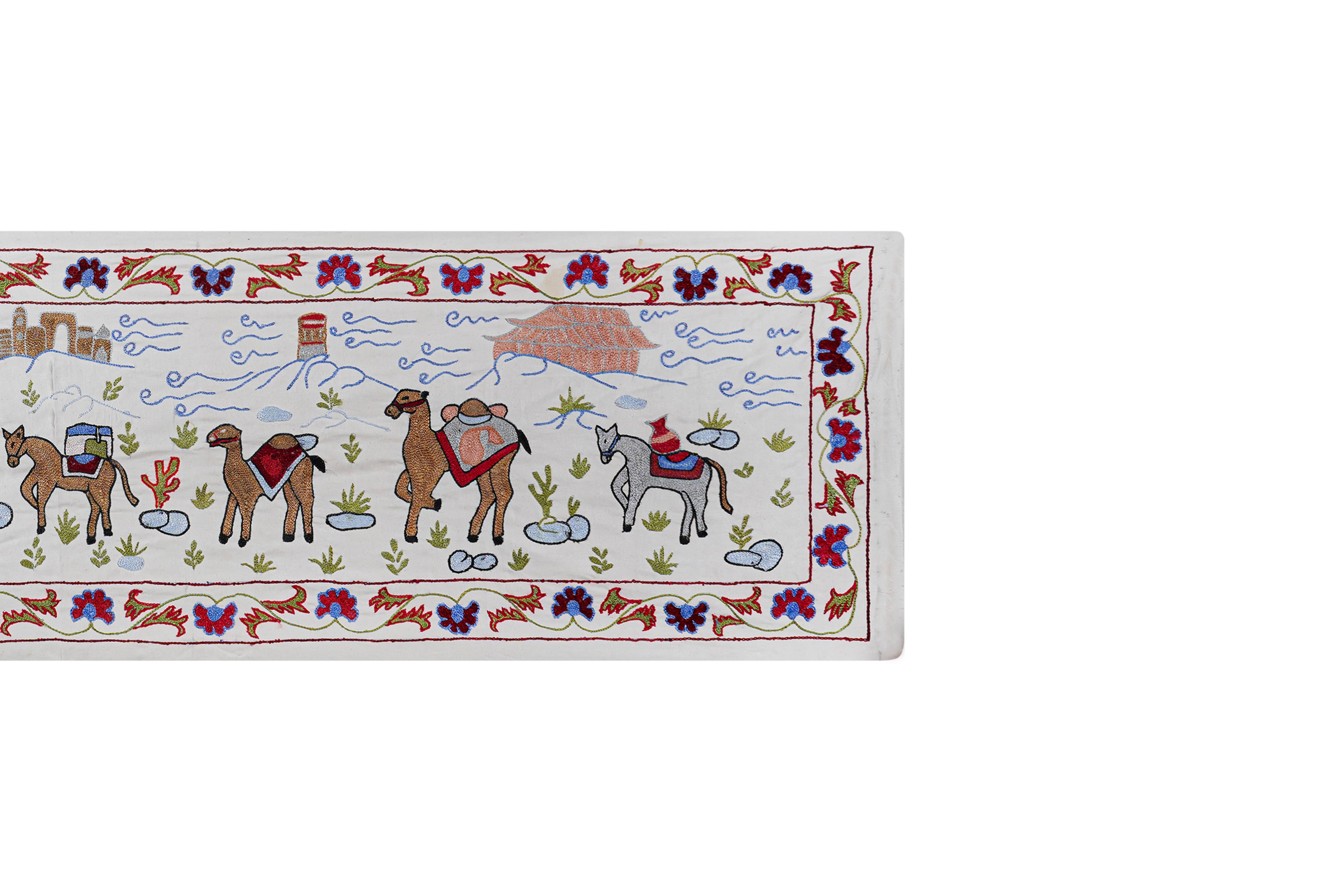 Hand-Embroidered Suzani Table Runner 1'8'' x 6'3''