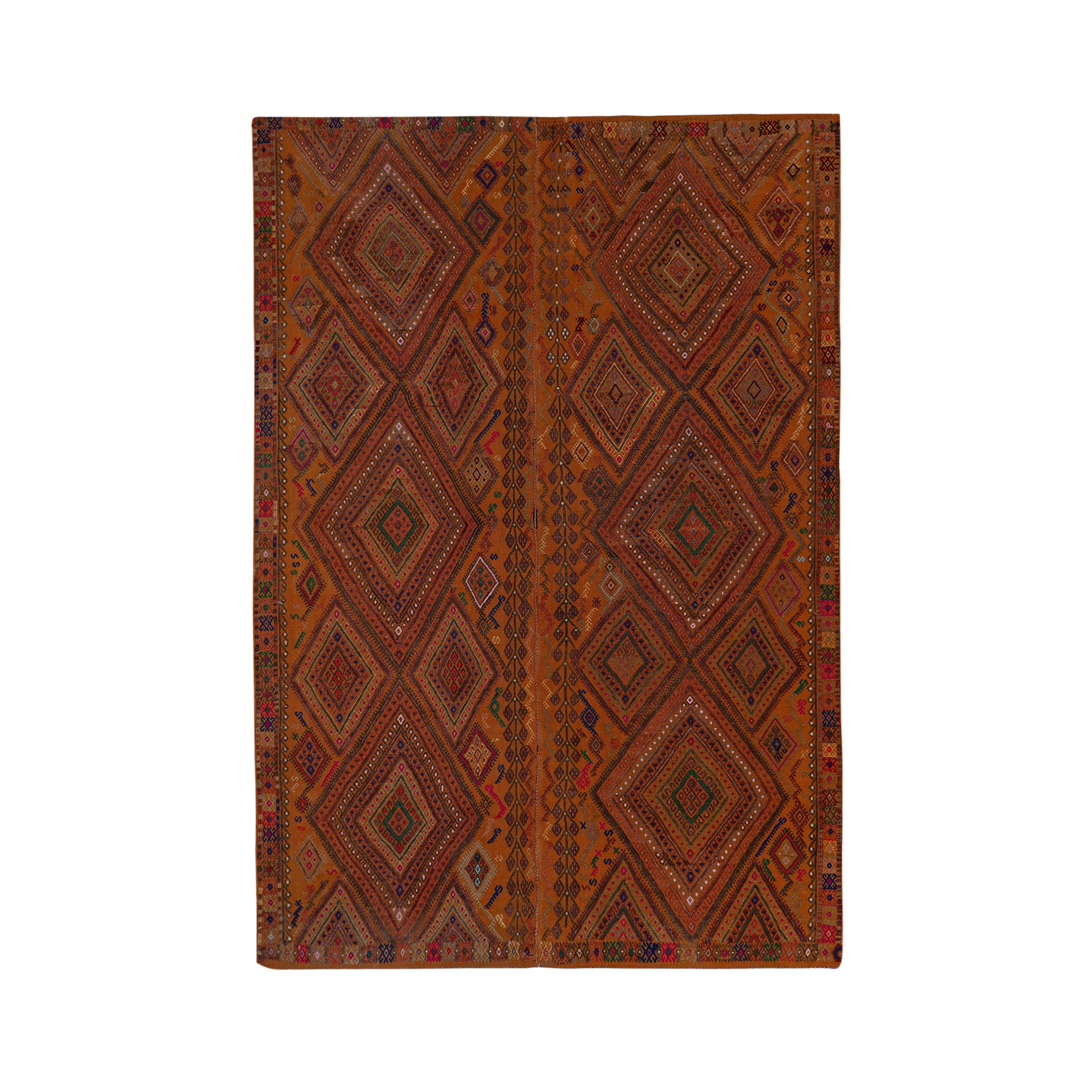 Vintage Turkish Karapinar Kilim Rug 5'5'' x 8'3''