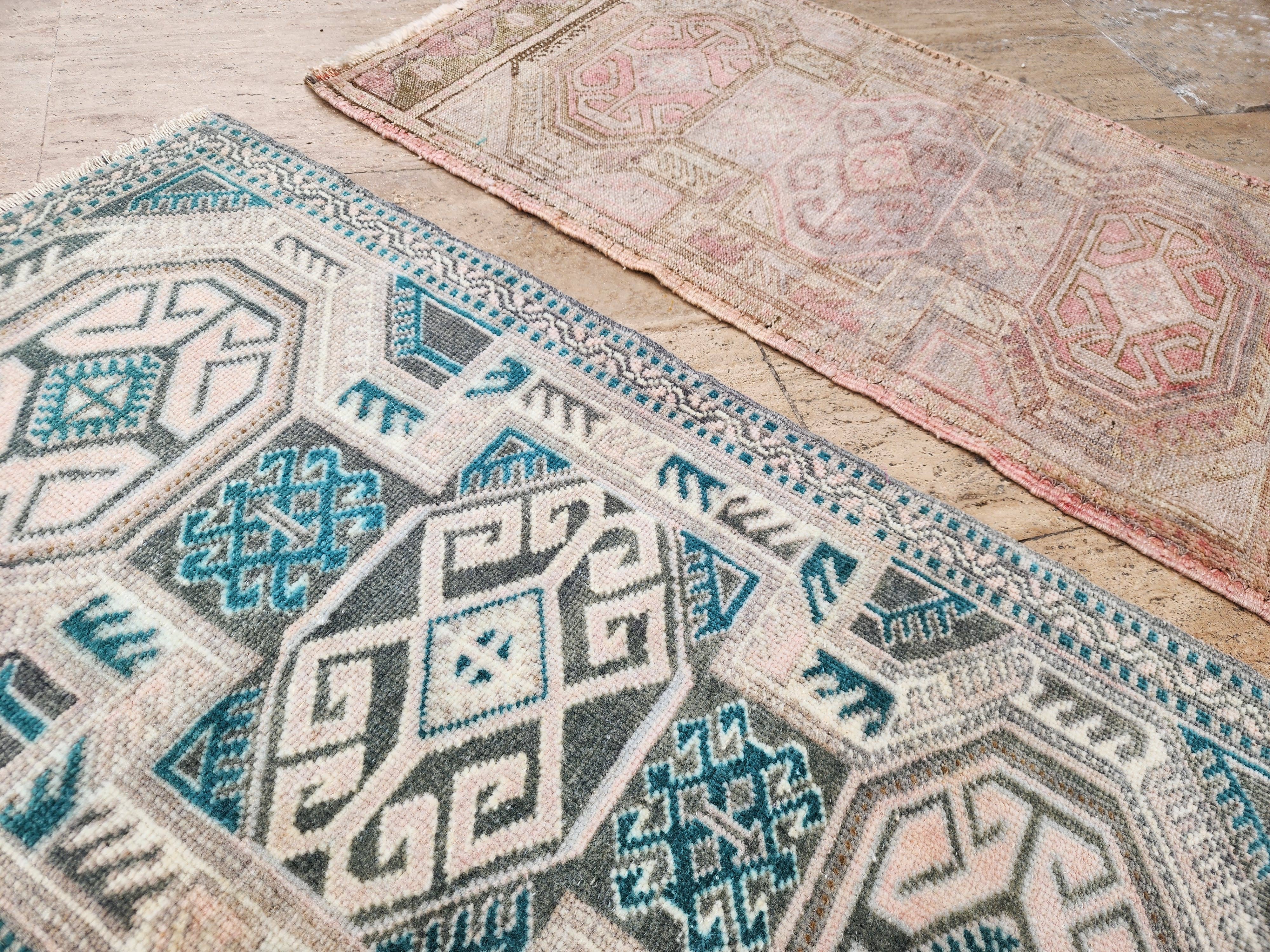 Vintage Turkish Yastik Rugs Set of 2 | 22'' x 36''