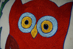 Owl Suzani Pillow Cover | 17'' x 18''
