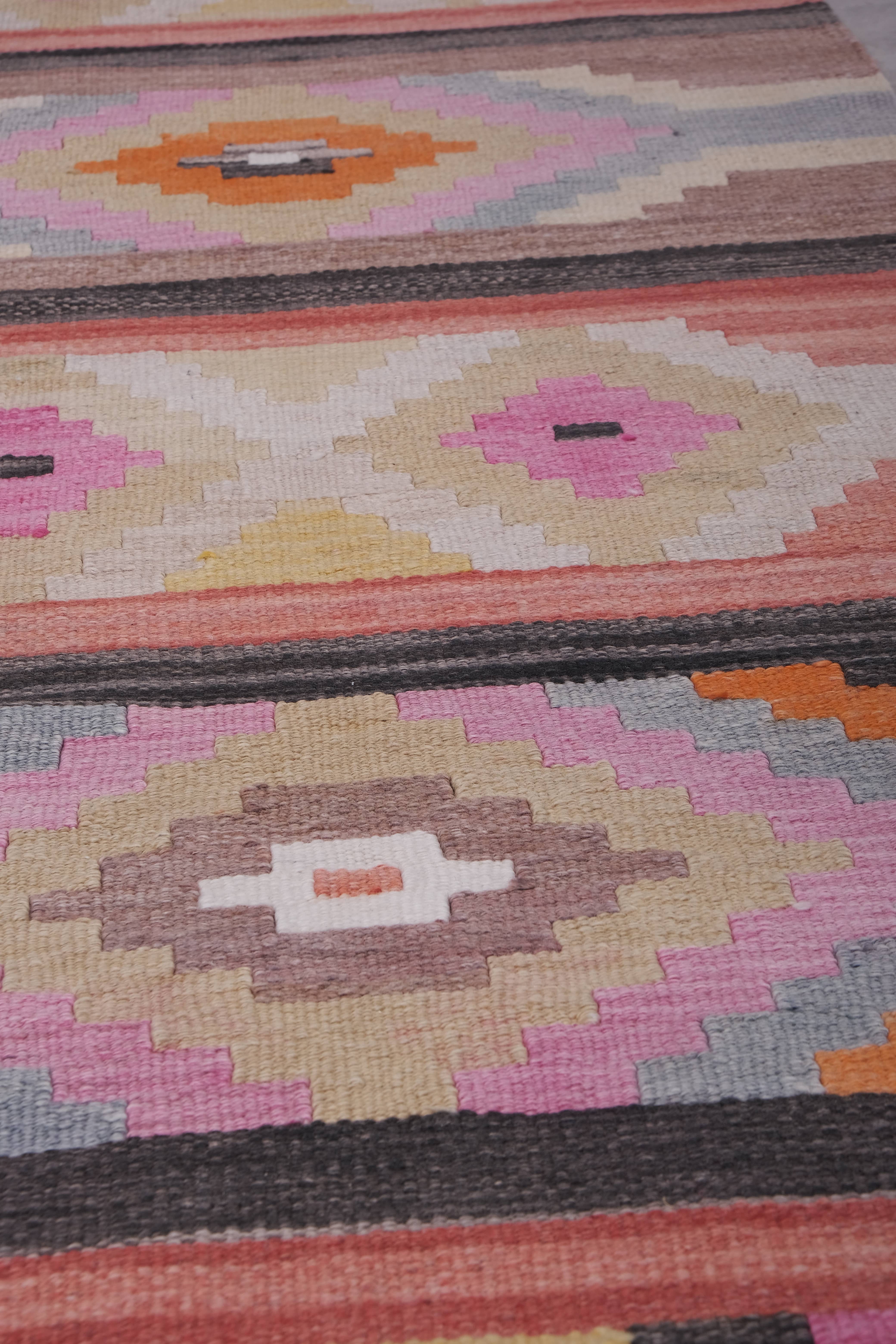 Vintage Turkish Kilim Runner 2'7'' x 21'1''