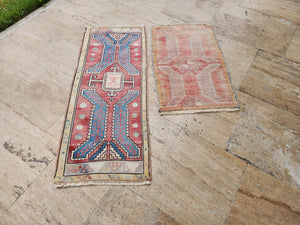 Vintage Turkish Yastik Rug Set of 2 | 1'9'' x 2'8'' & 1'8'' x 4'1''