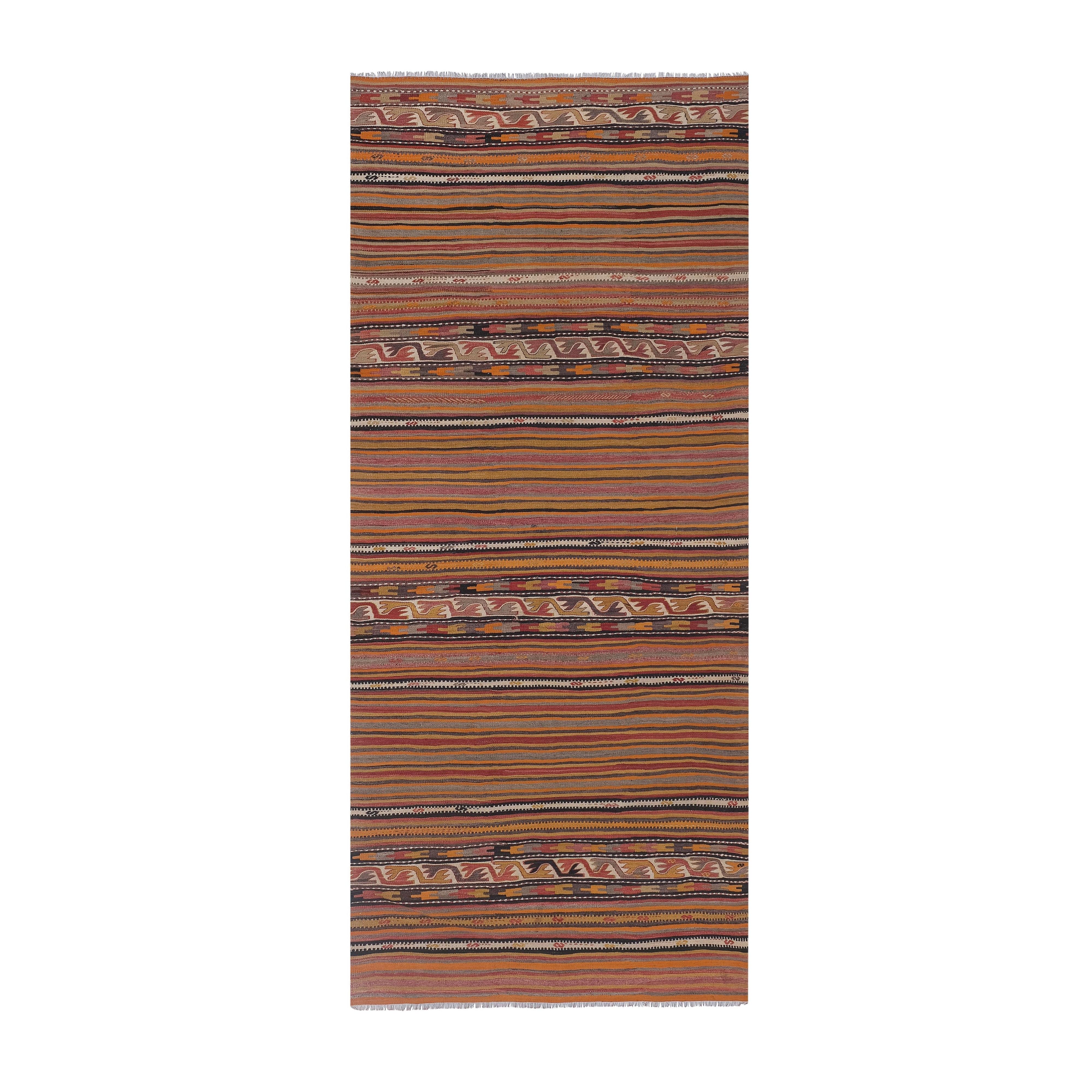 Vintage Turkish Kilim Rug 5'5'' x 12'1''