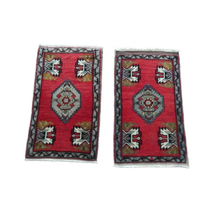 Vintage Turkish Yastik Rugs Set of 2 | 21'' x 34''