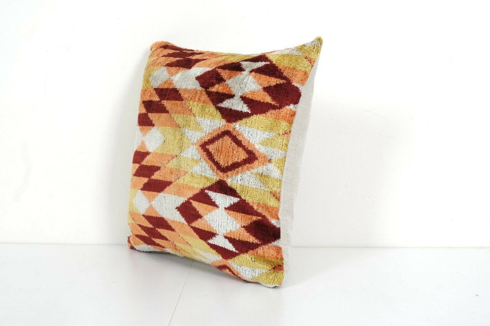 Silk Ikat Velvet Pillow Cover | 16'' x 16''
