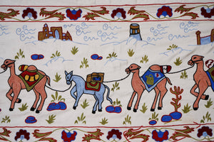 Hand-Embroidered Suzani Wall Hanging & Bedspread 1'8'' x 6'1''