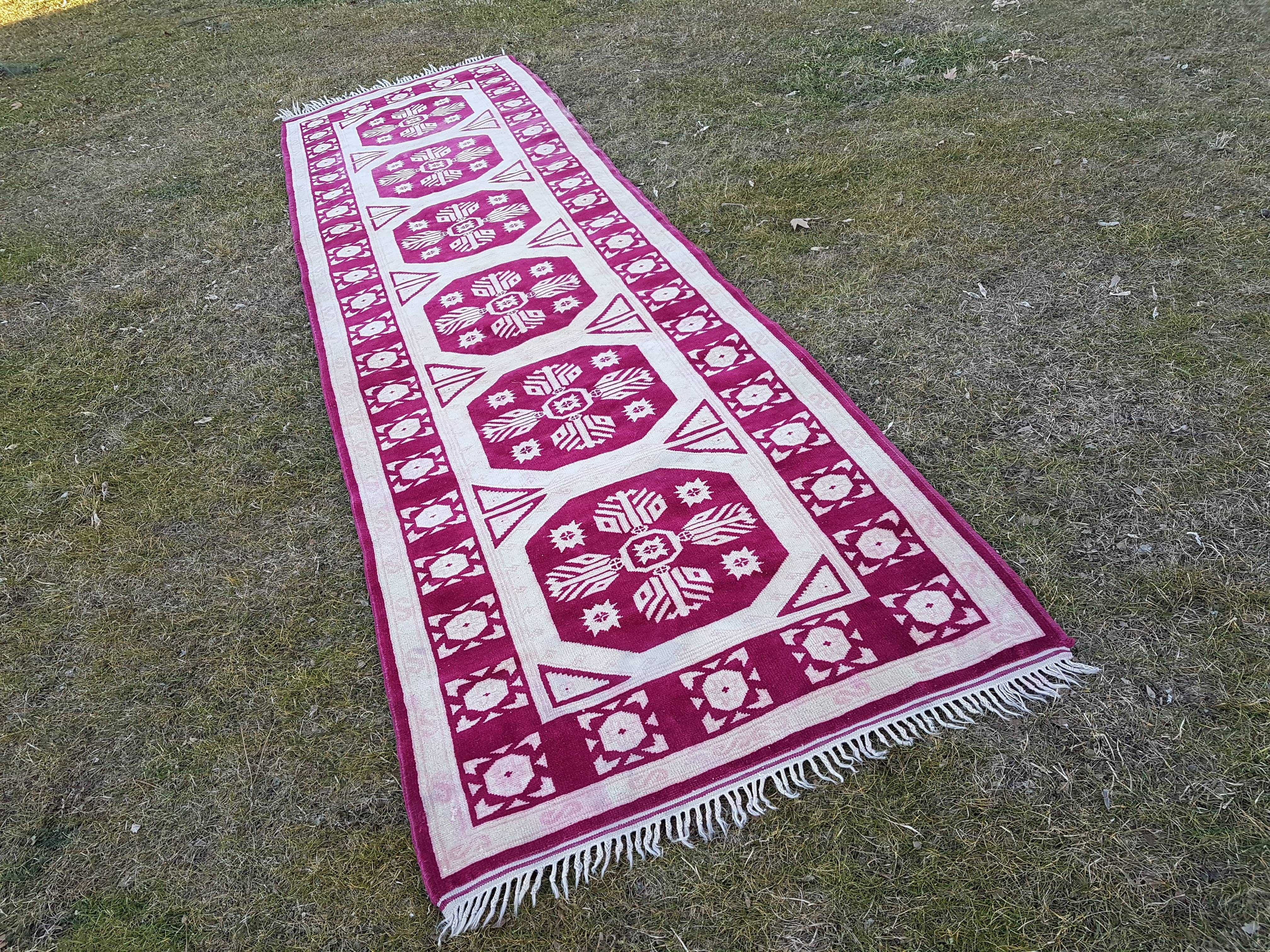 Vintage Kurdish Runner Rug 3'4'' x 12'2''