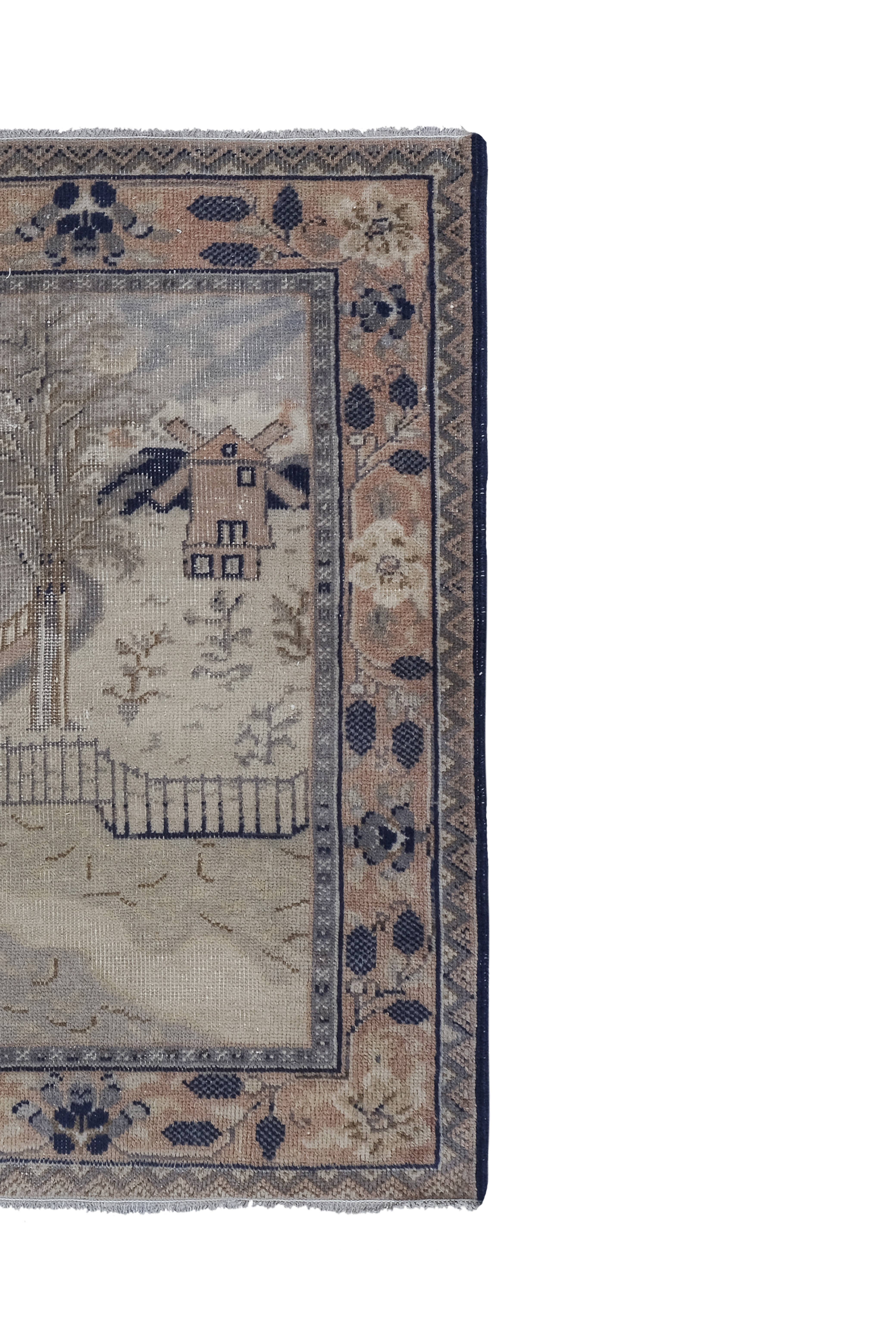 Hand-Embroidered Vintage Textile 43'' x 57''
