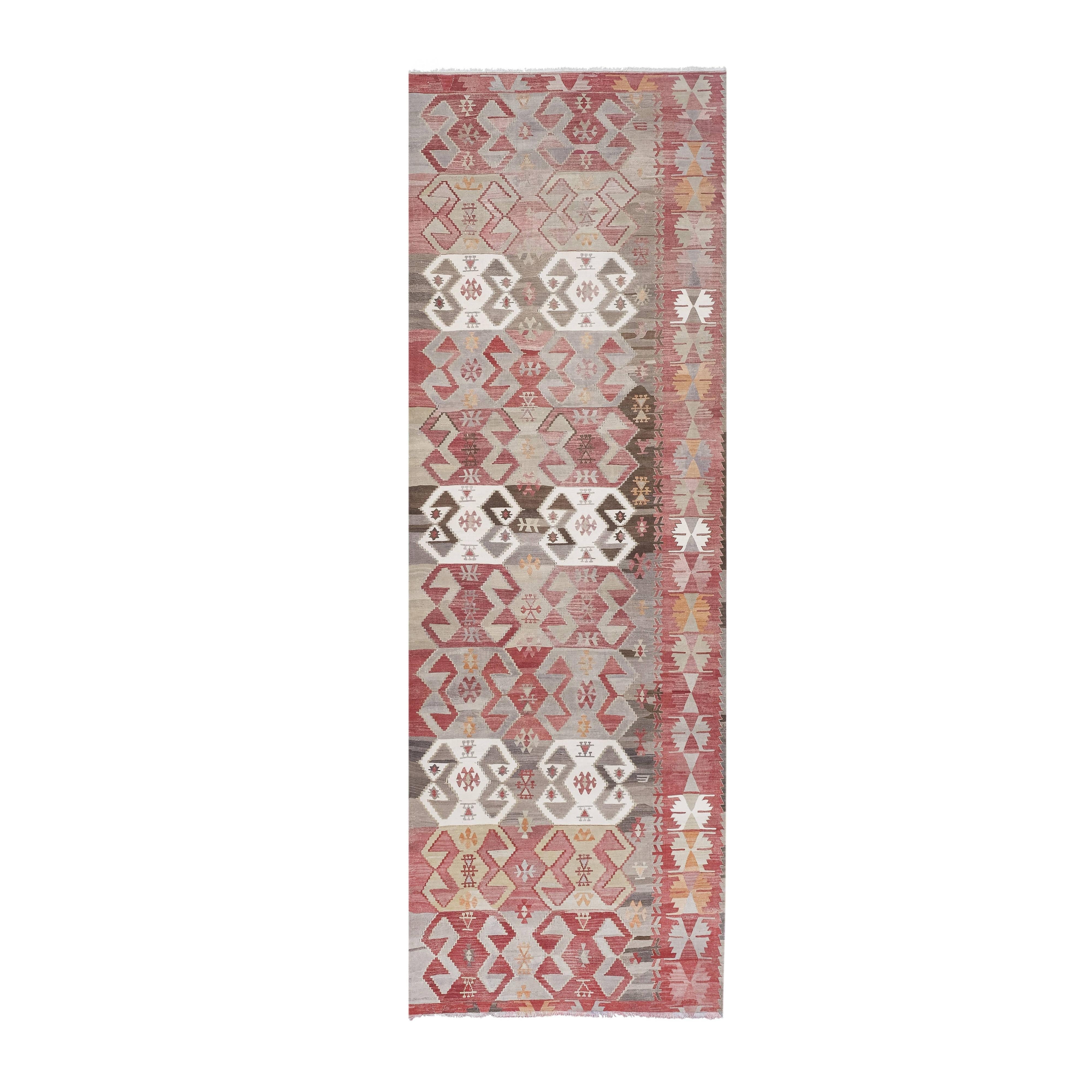 Vintage Turkish Kilim Runner 4'8'' x 13'5''