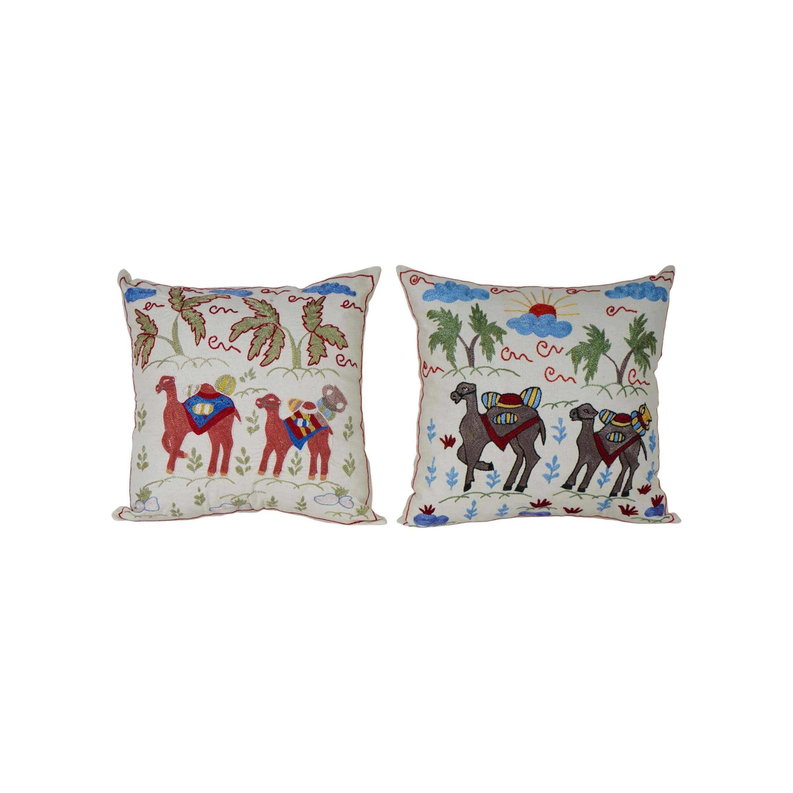Camel Suzani Pillow Cover Set of 2 | 19'' x 19''