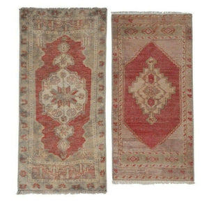 Vintage Turkish Yastik Rugs Set of 2 | 17'' x 35''