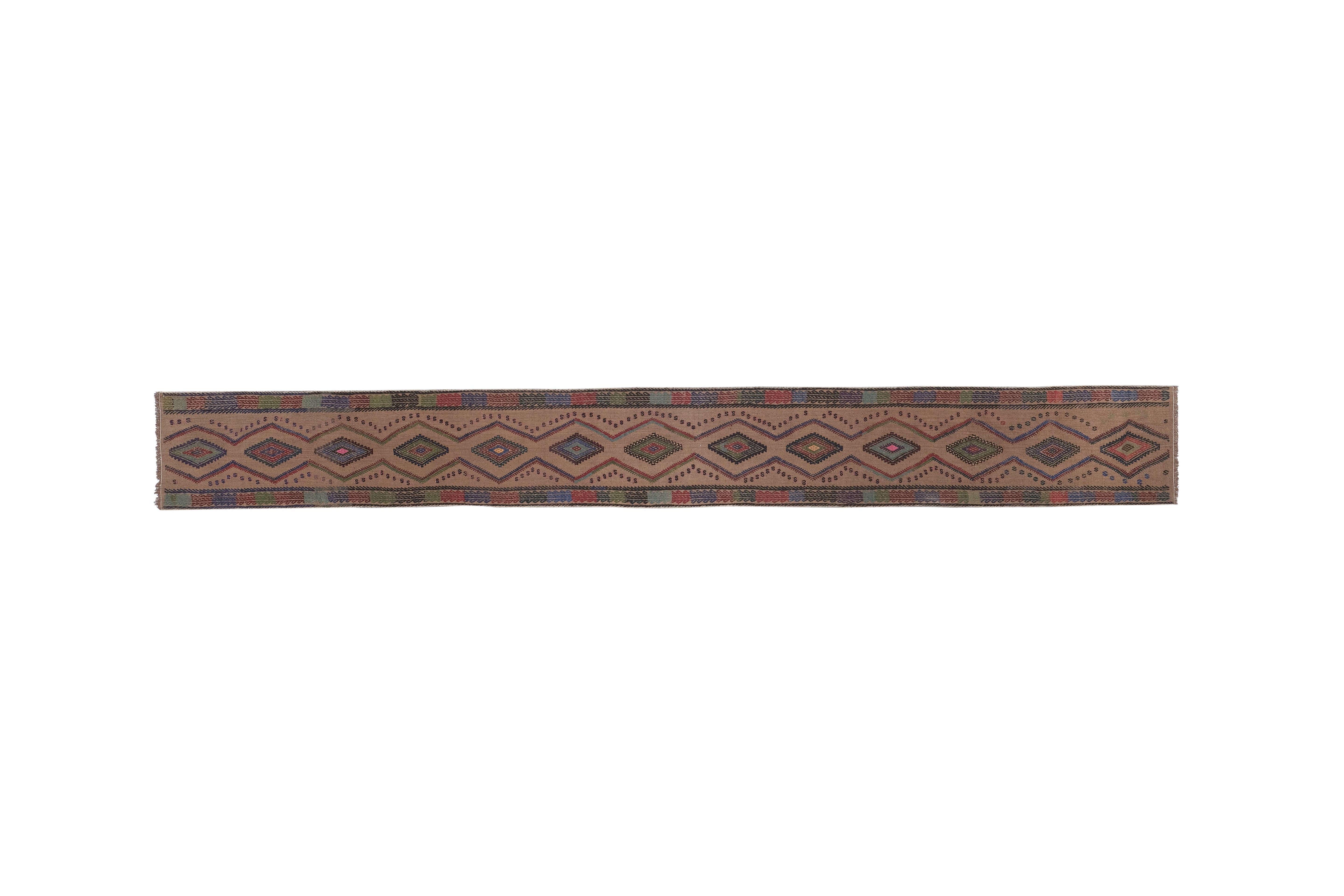 Vintage Turkish Kilim Runner 1'6'' x 13'2''