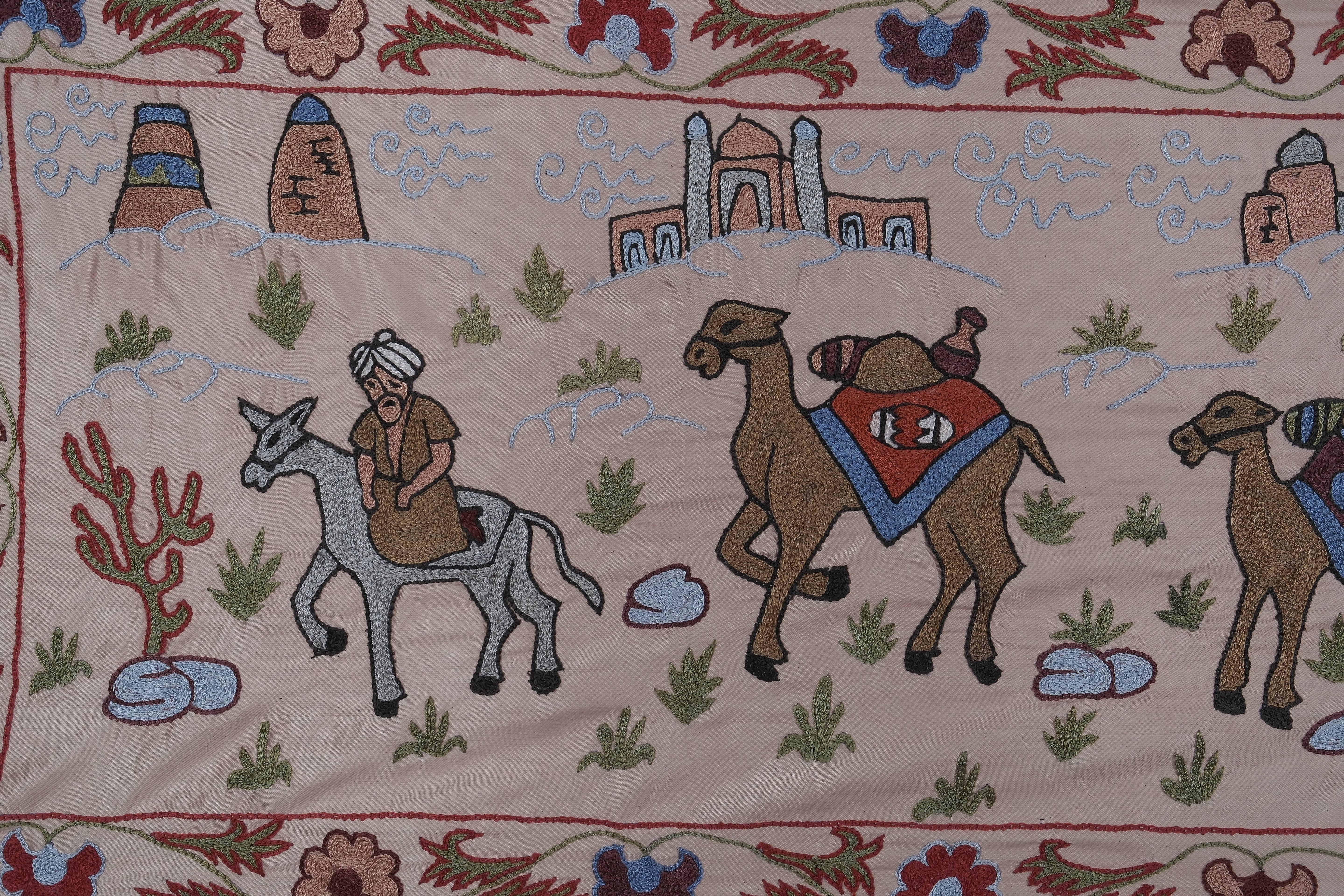 Silk Suzani Wall Hanging & Bedspread 1'8'' x 6'3''