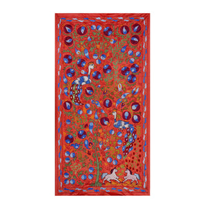 Peacock Silk Suzani Wall Hanging & Bedspread | 3'4'' x 6'1''