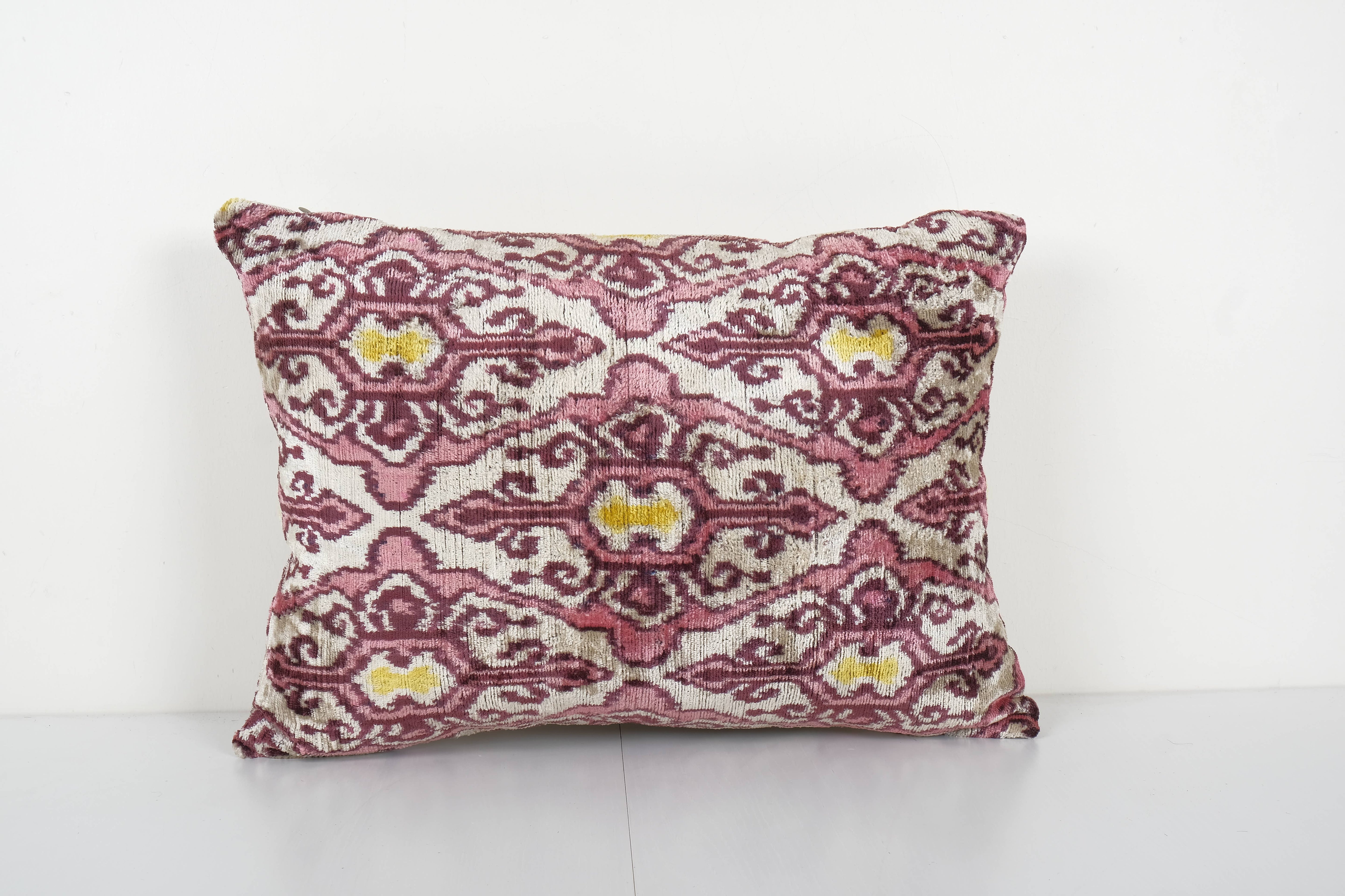 Silk Ikat Velvet Pillow Cover | 16'' x 22''