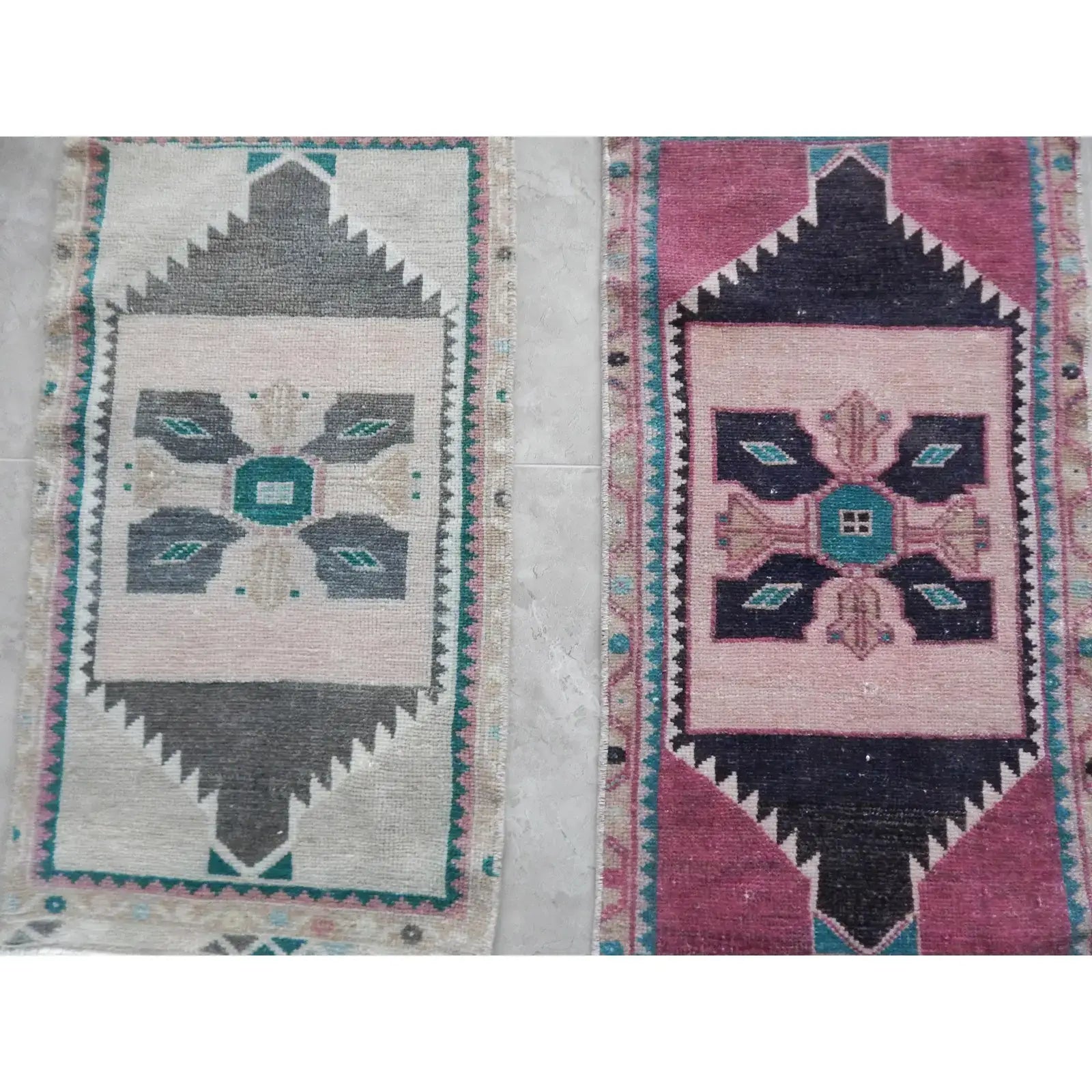 Vintage Oushak Yastik Rugs Set of 2 | 19'' x 35''