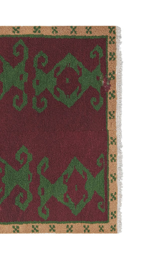 Vintage Checkered Turkish Tulu Rug 4' x 5'1''
