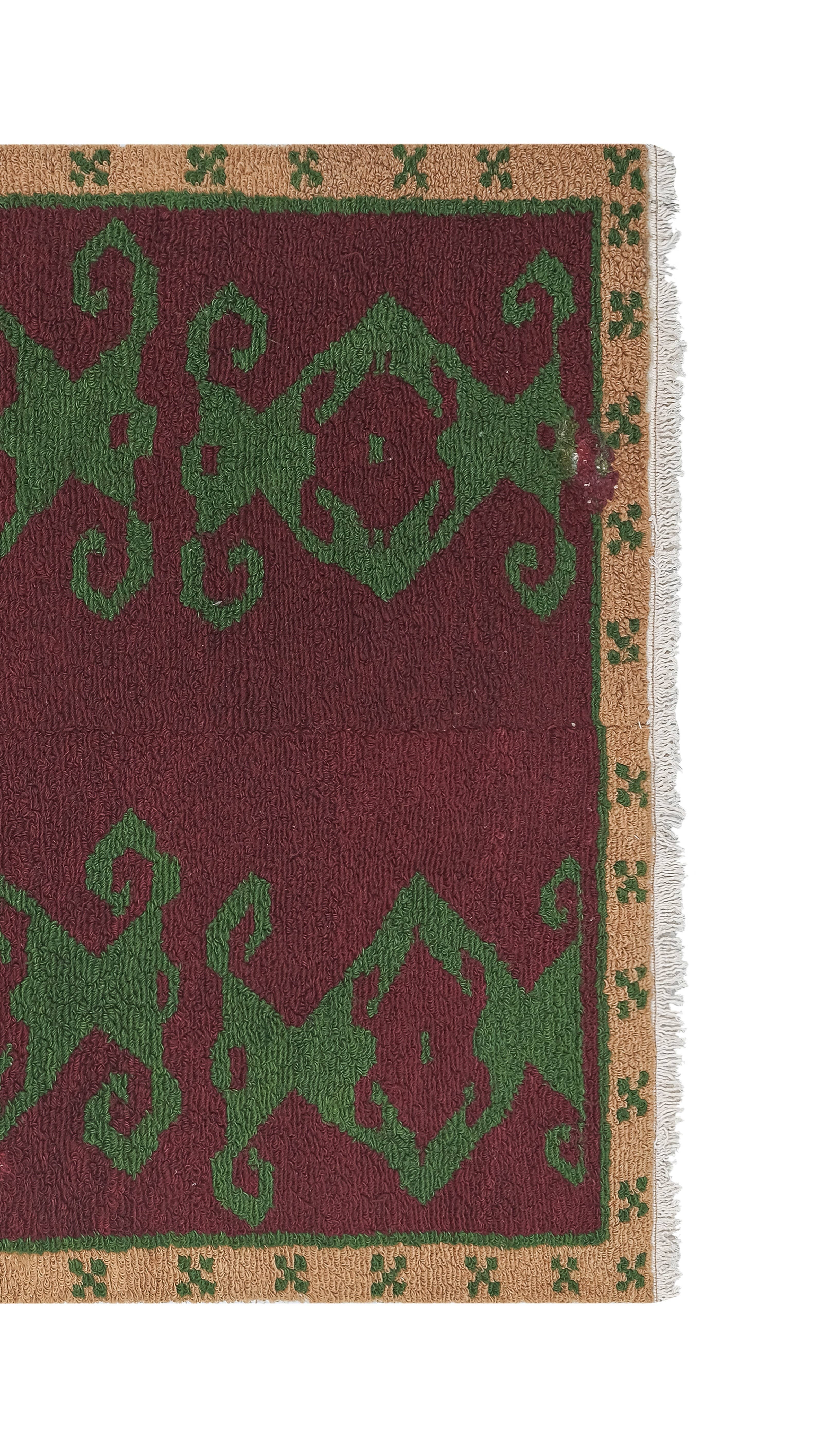Vintage Checkered Turkish Tulu Rug 4' x 5'1''