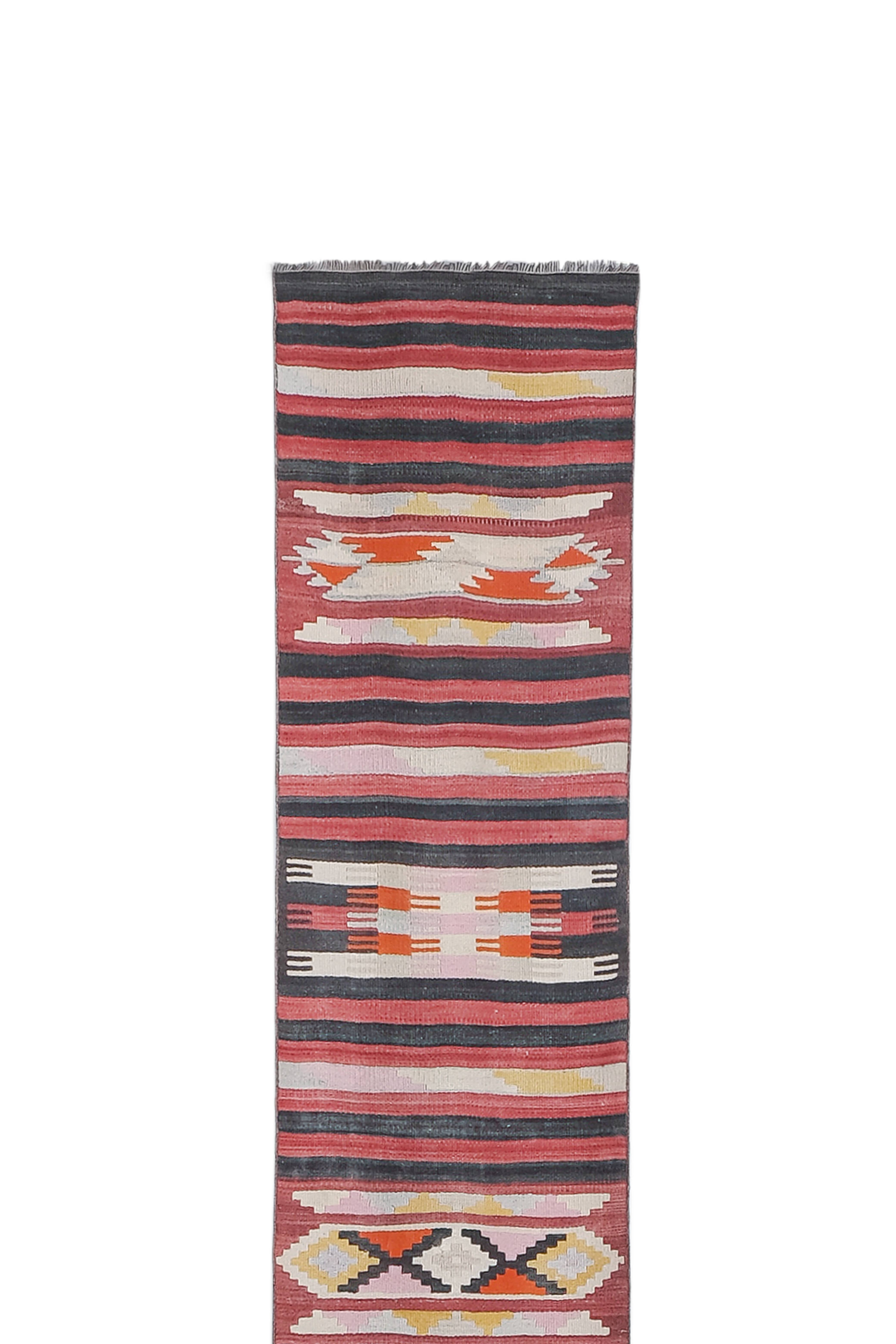 Vintage Turkish Kilim Runner 2'4'' x 22'4''