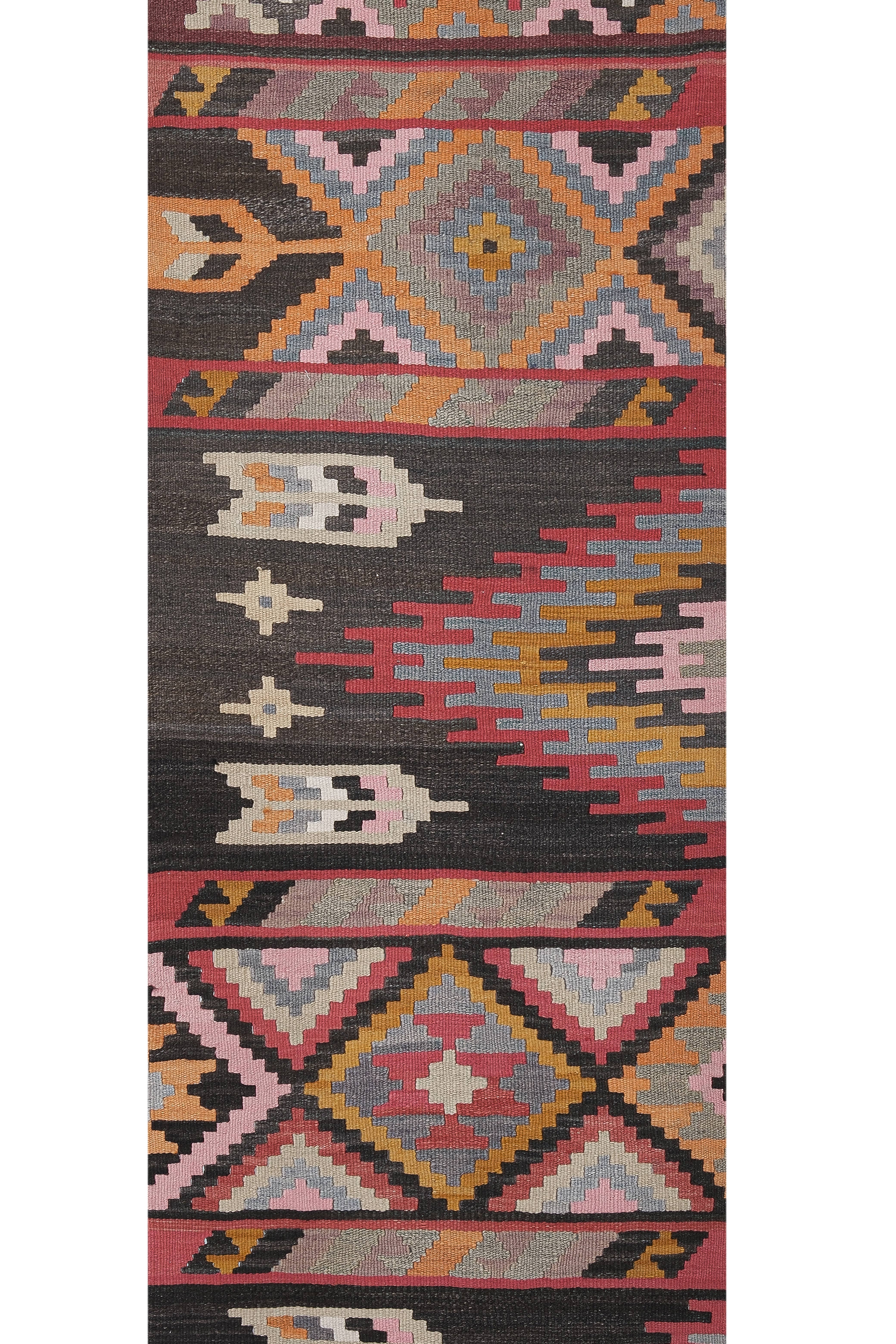 Vintage Turkish Kilim Runner 2'5'' x 12'7''