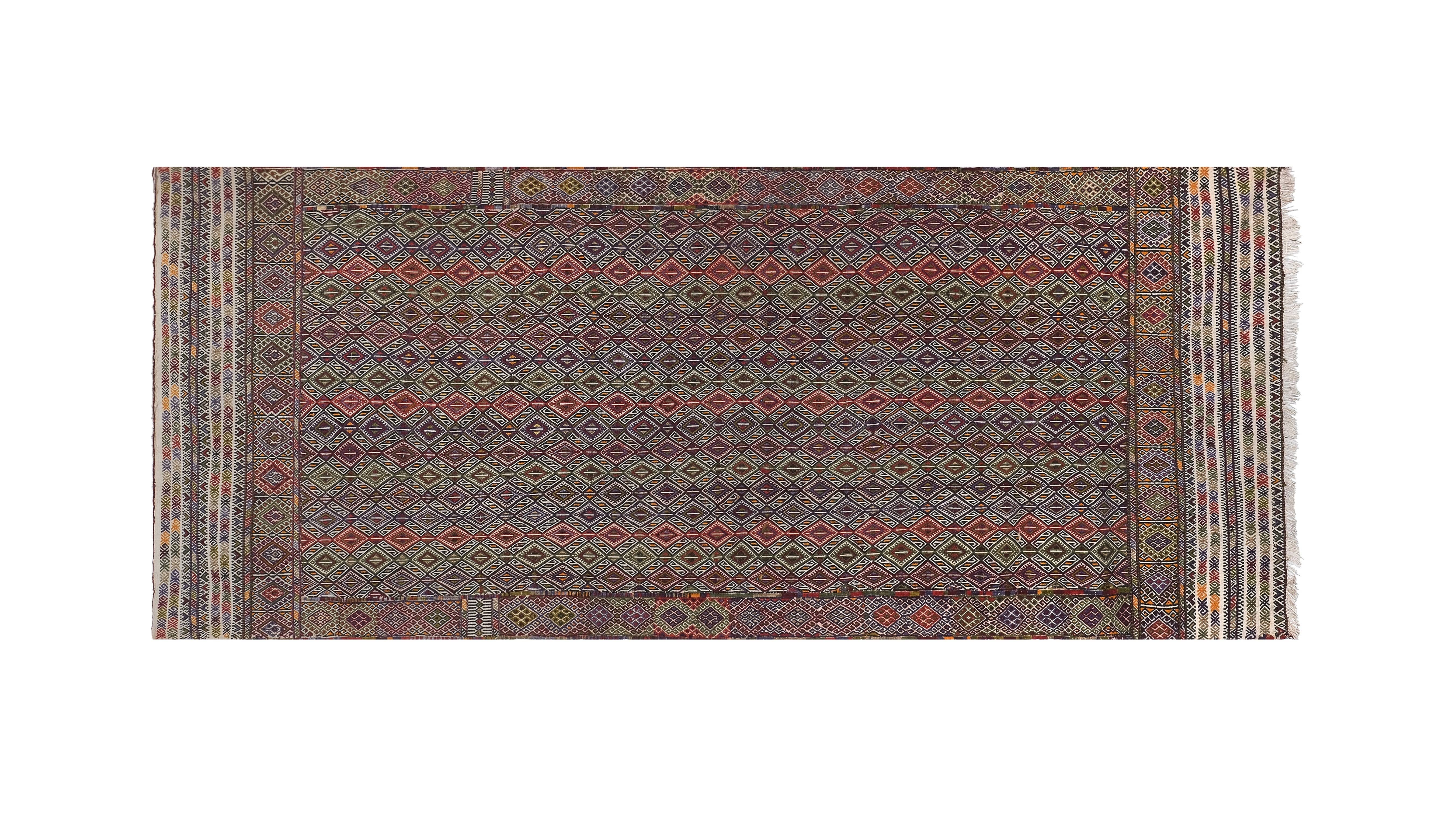 Vintage Turkish Anatolian Kilim Rug 4'6'' x 11'7''