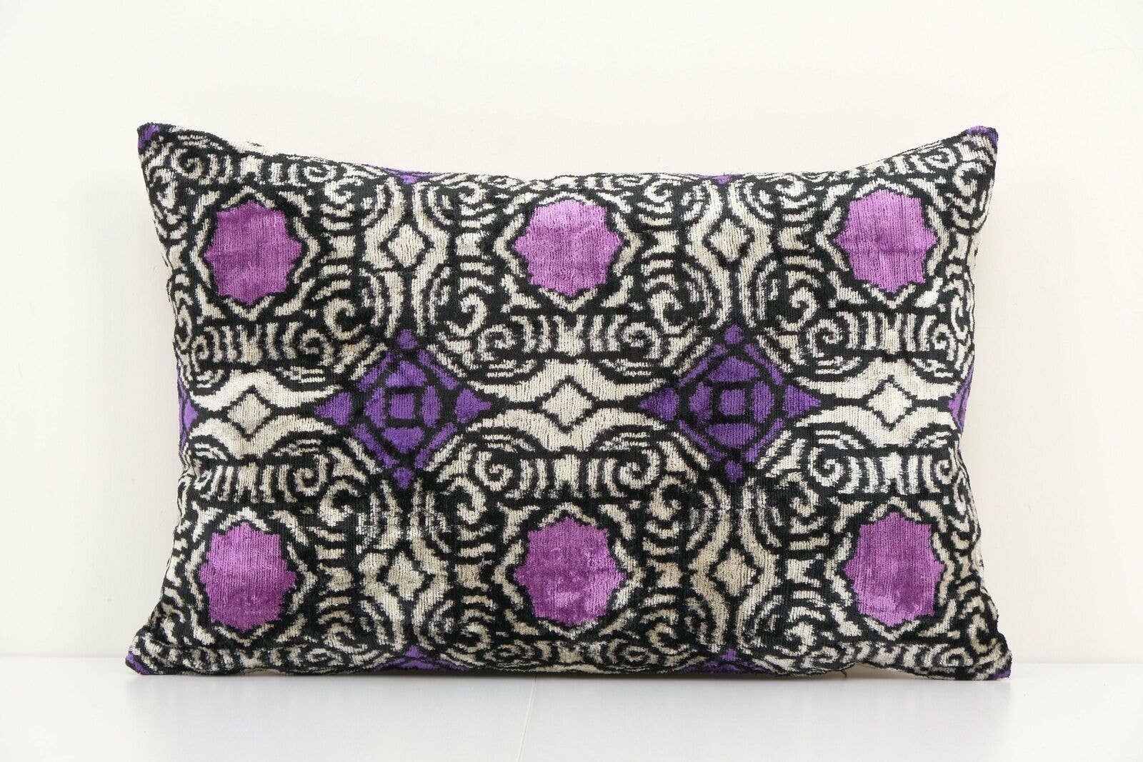 Silk Ikat Velvet Pillow Cover | 16'' x 22''