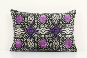 Silk Ikat Velvet Pillow Cover | 16'' x 22''
