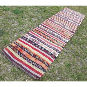 Vintage Turkish Kilim Runner 2'7'' x 9'8''