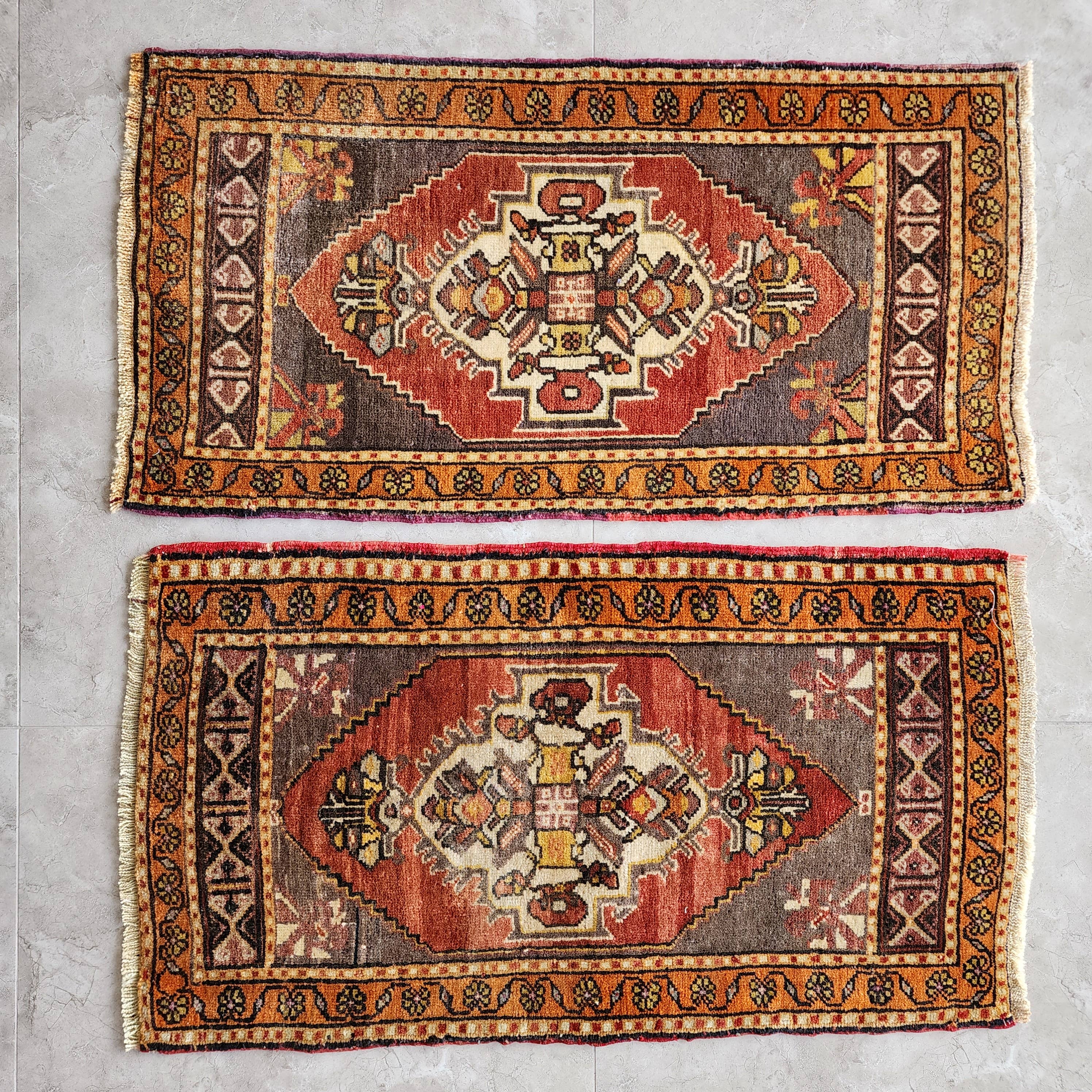 Vintage Oushak Yastik Rugs Set of 2 | 19'' x 36''