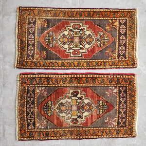 Vintage Oushak Yastik Rugs Set of 2 | 19'' x 36''