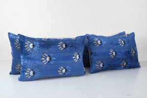 Silk Ikat Velvet Pillow Cover Set of 3 | 16'' x 46''