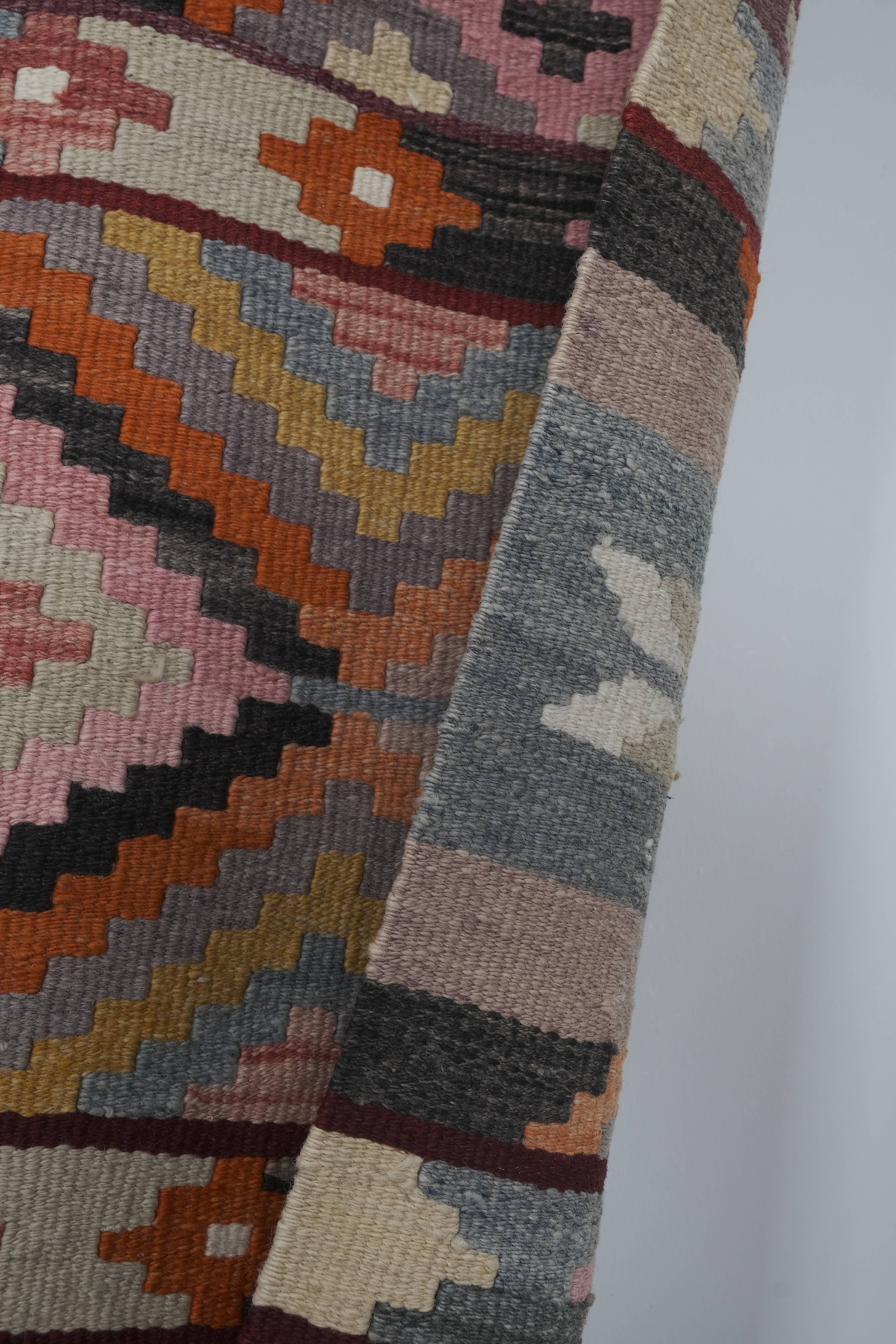 Vintage Turkish Kilim Runner 2'7'' x 13'11''