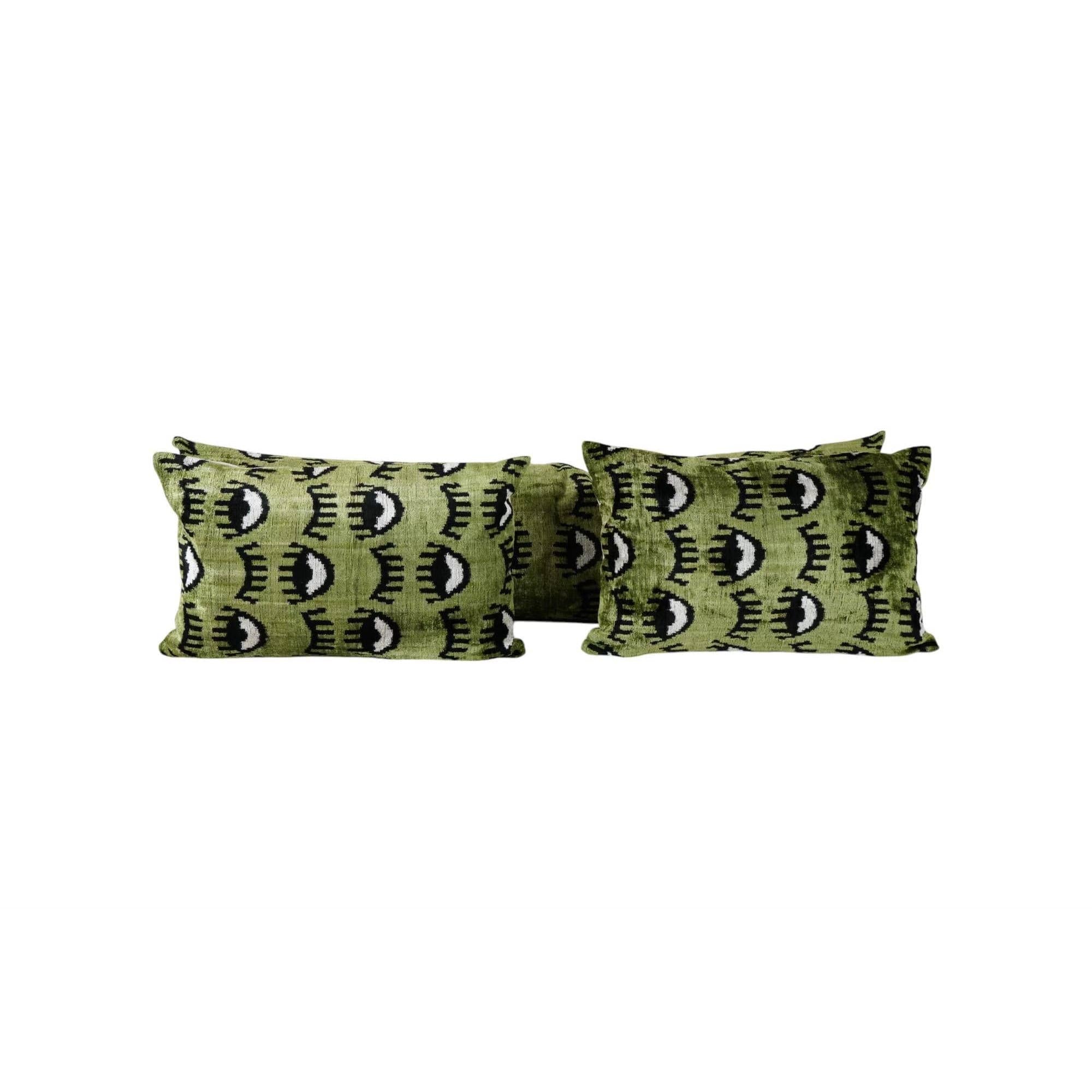 Silk Ikat Velvet Pillow Cover Set of 3 | 16'' x 51''