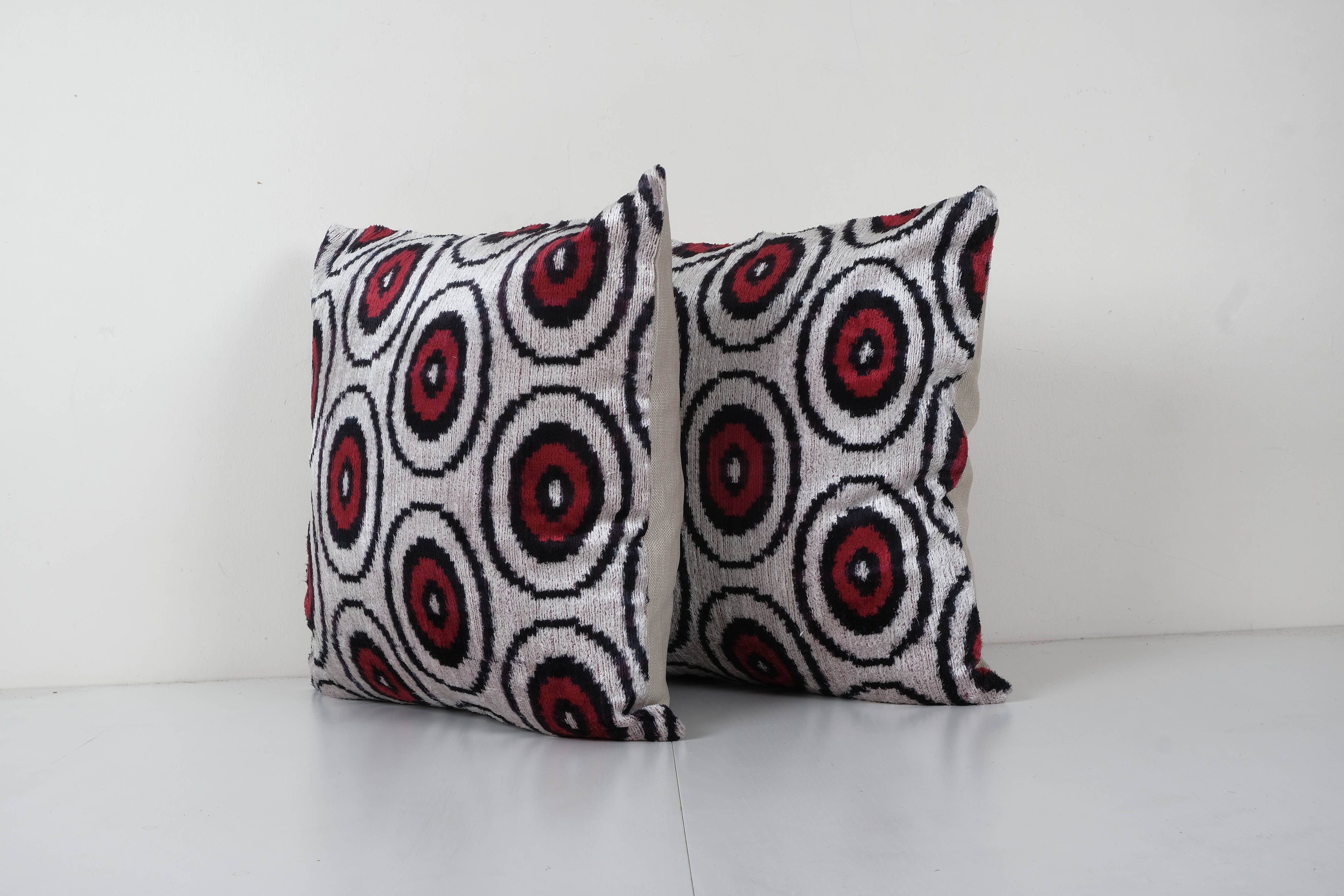 Silk Ikat Velvet Pillow Cover Set of 2 | 18'' x 19''