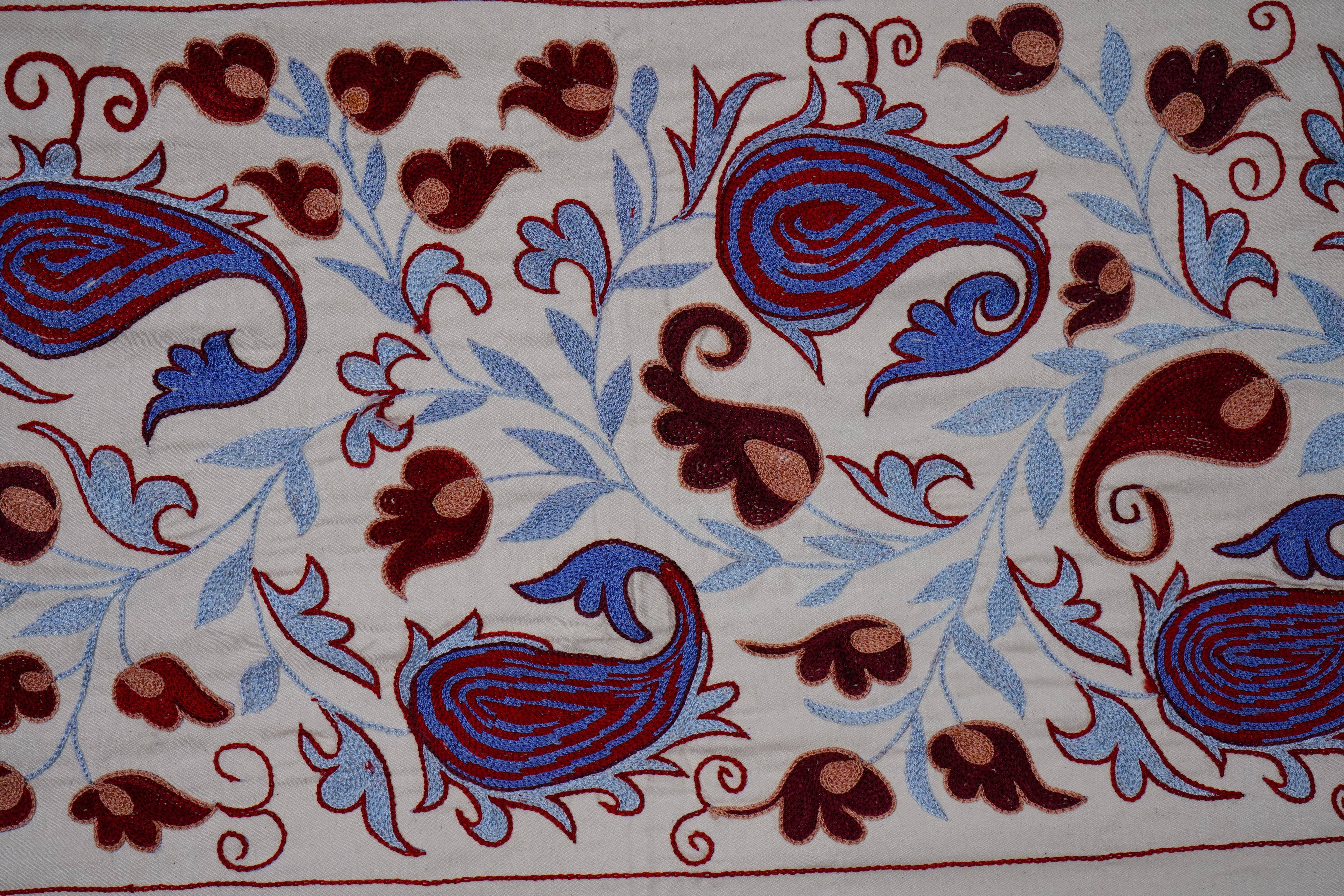 Hand-Embroidered Suzani Wall Hanging & Bedspread 1'8'' x 6'1''