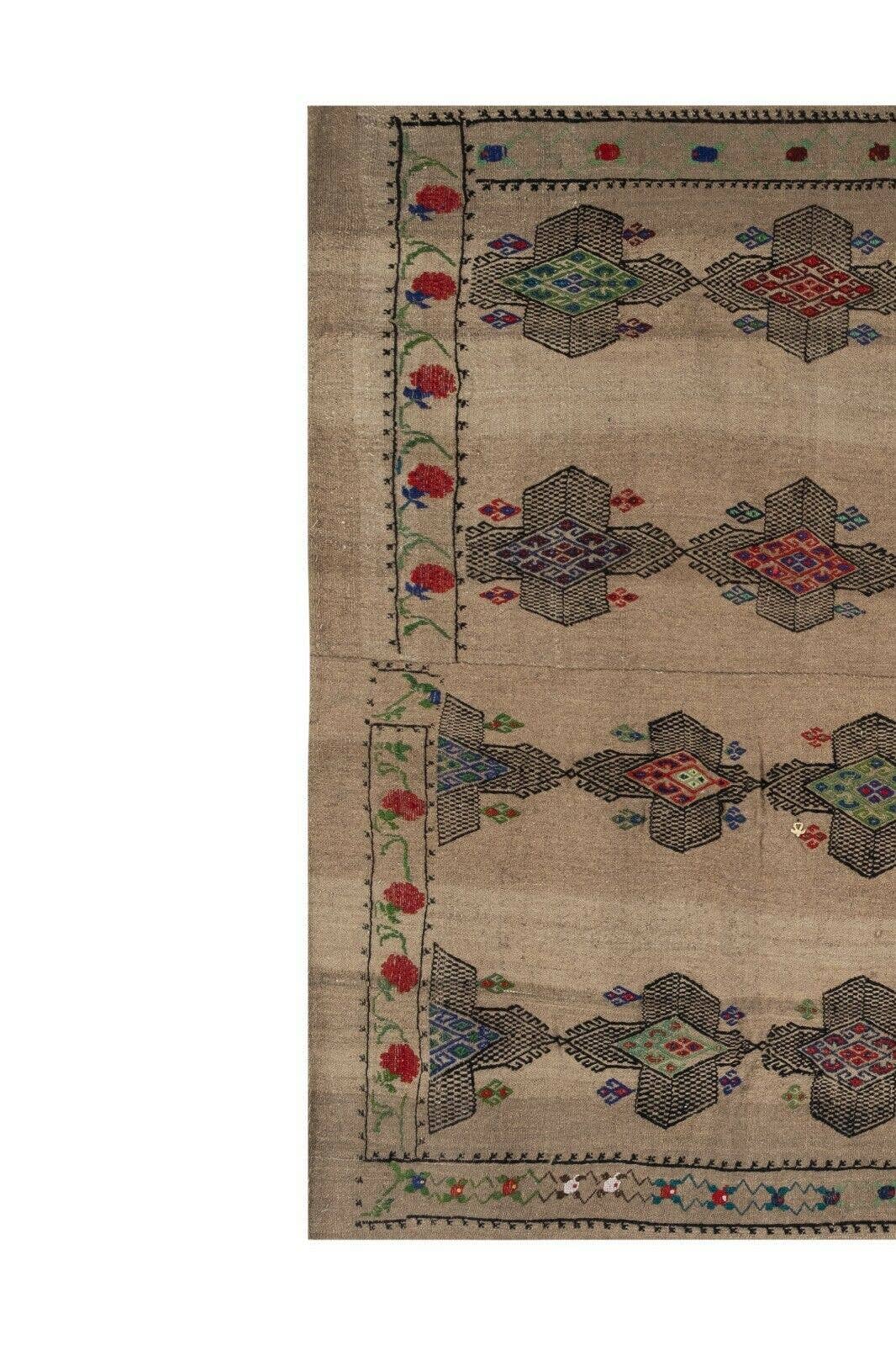 Vintage Turkish Karapinar Kilim Rug 4'7'' x 7'5''
