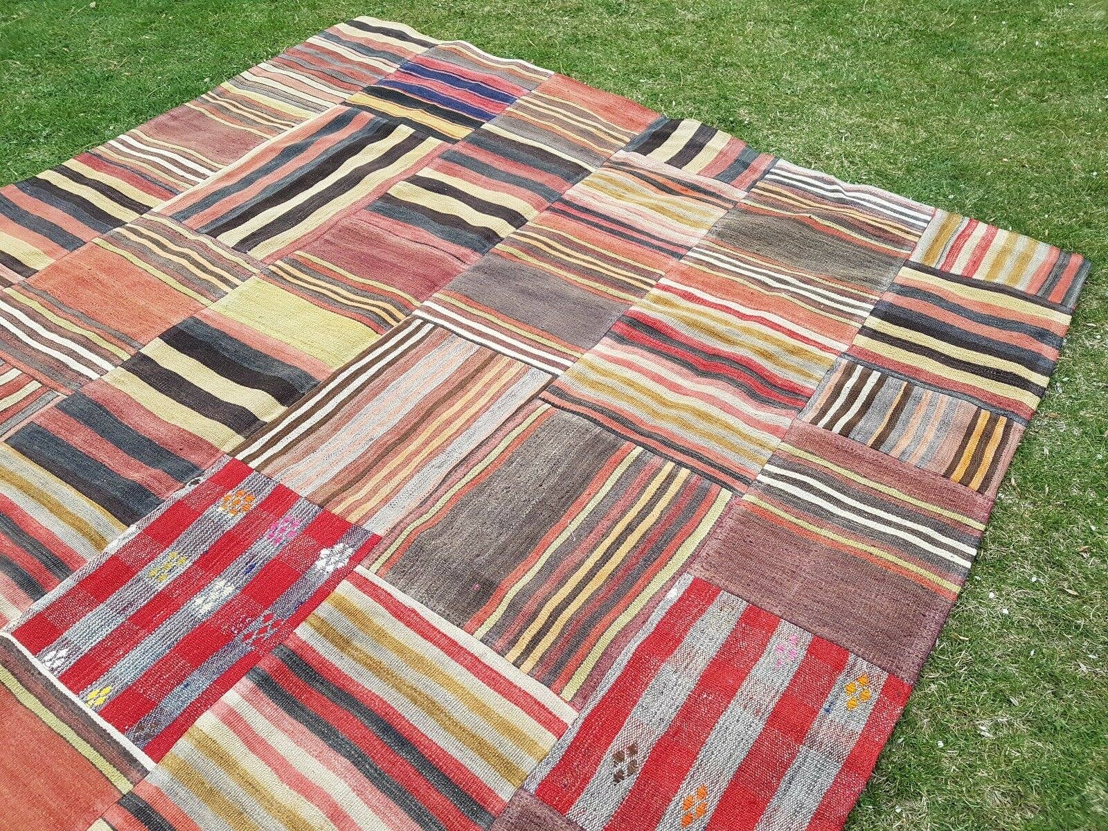 Vintage Turkish Patchwork Kilim Rug 7'1'' x 9'10''