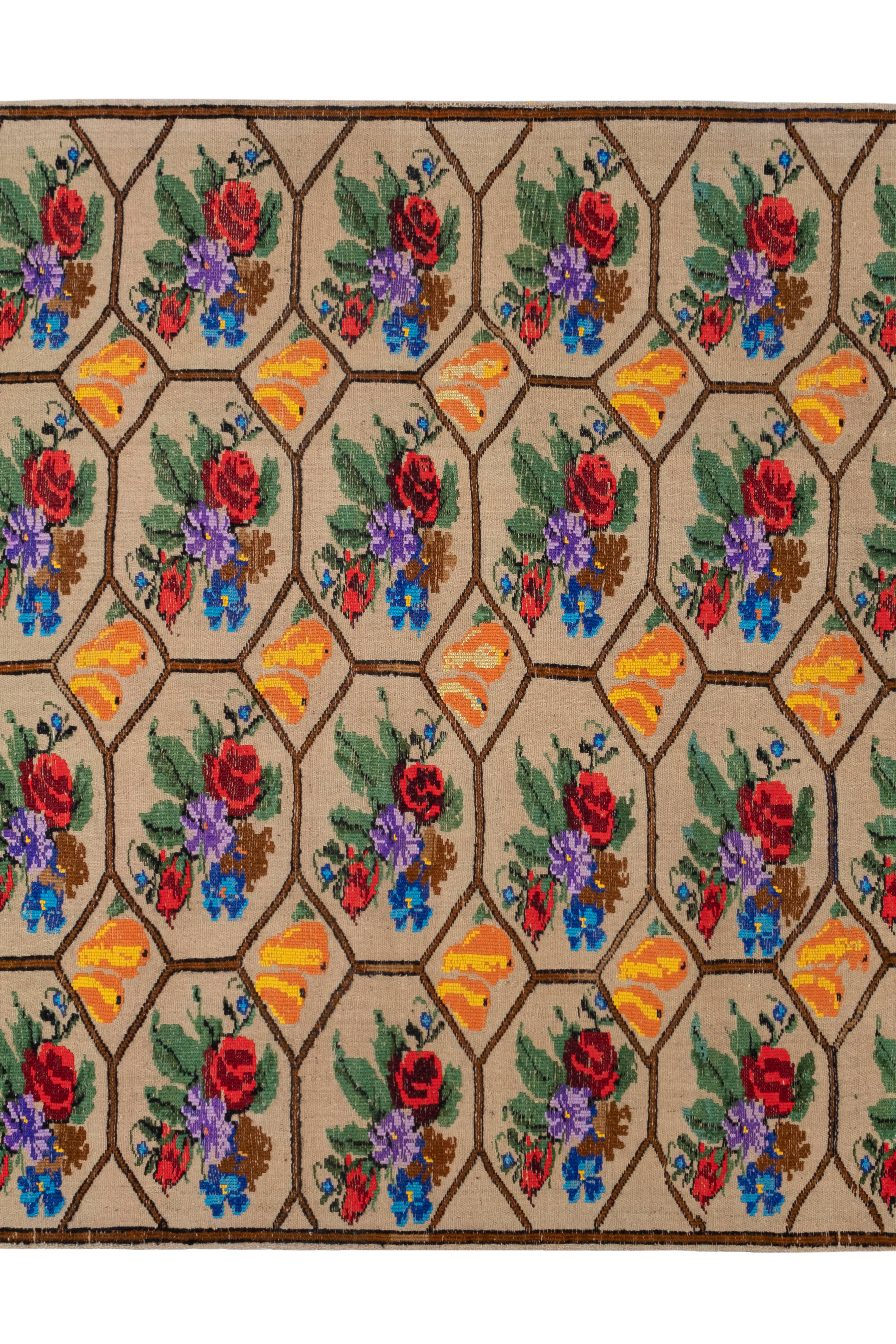 Vintage Turkish Kilim Rug 4'11'' x 6'